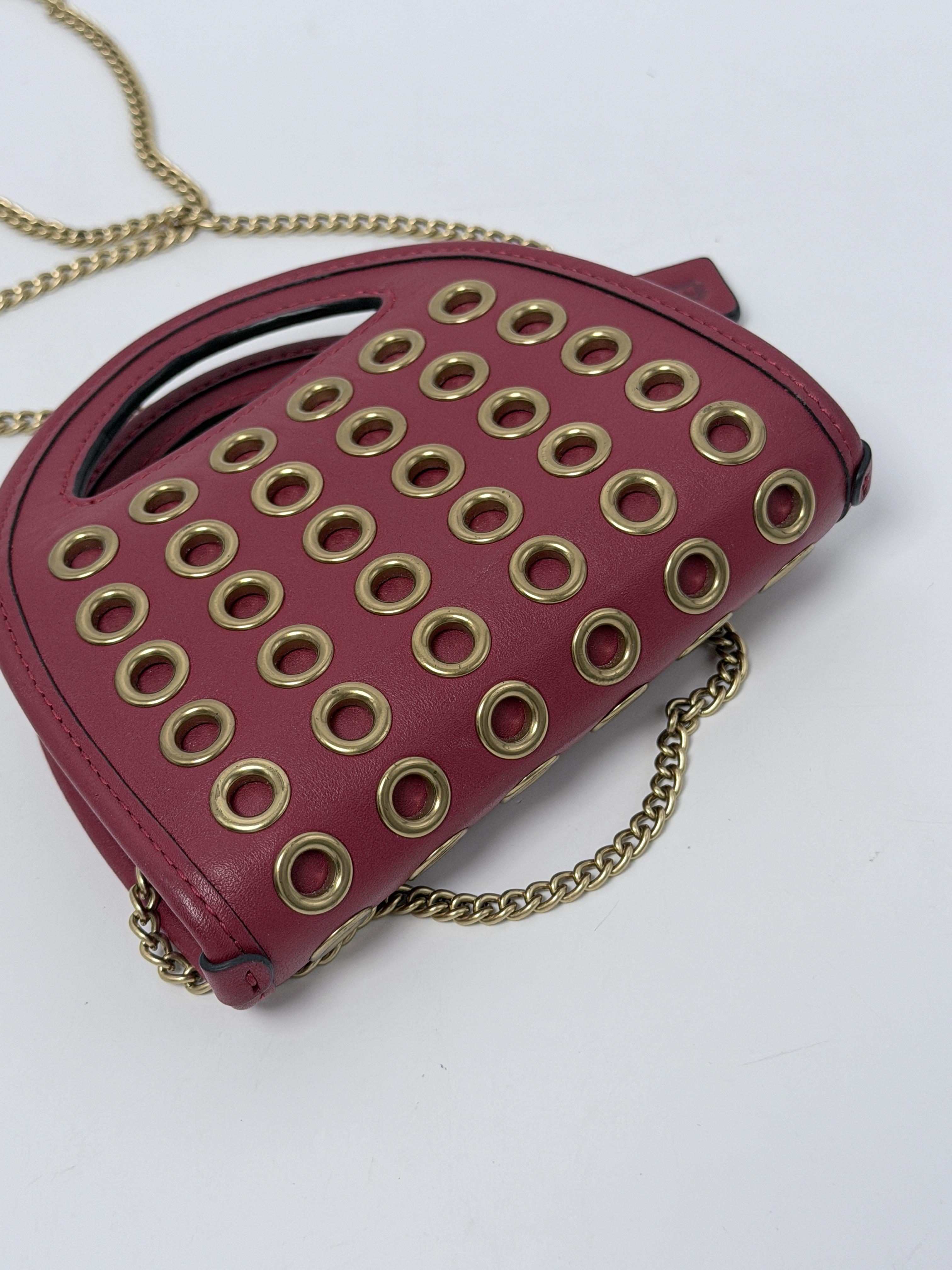 Grommets Top Handle Card Case Ruby Pink Crossbody Handbag GN002CH