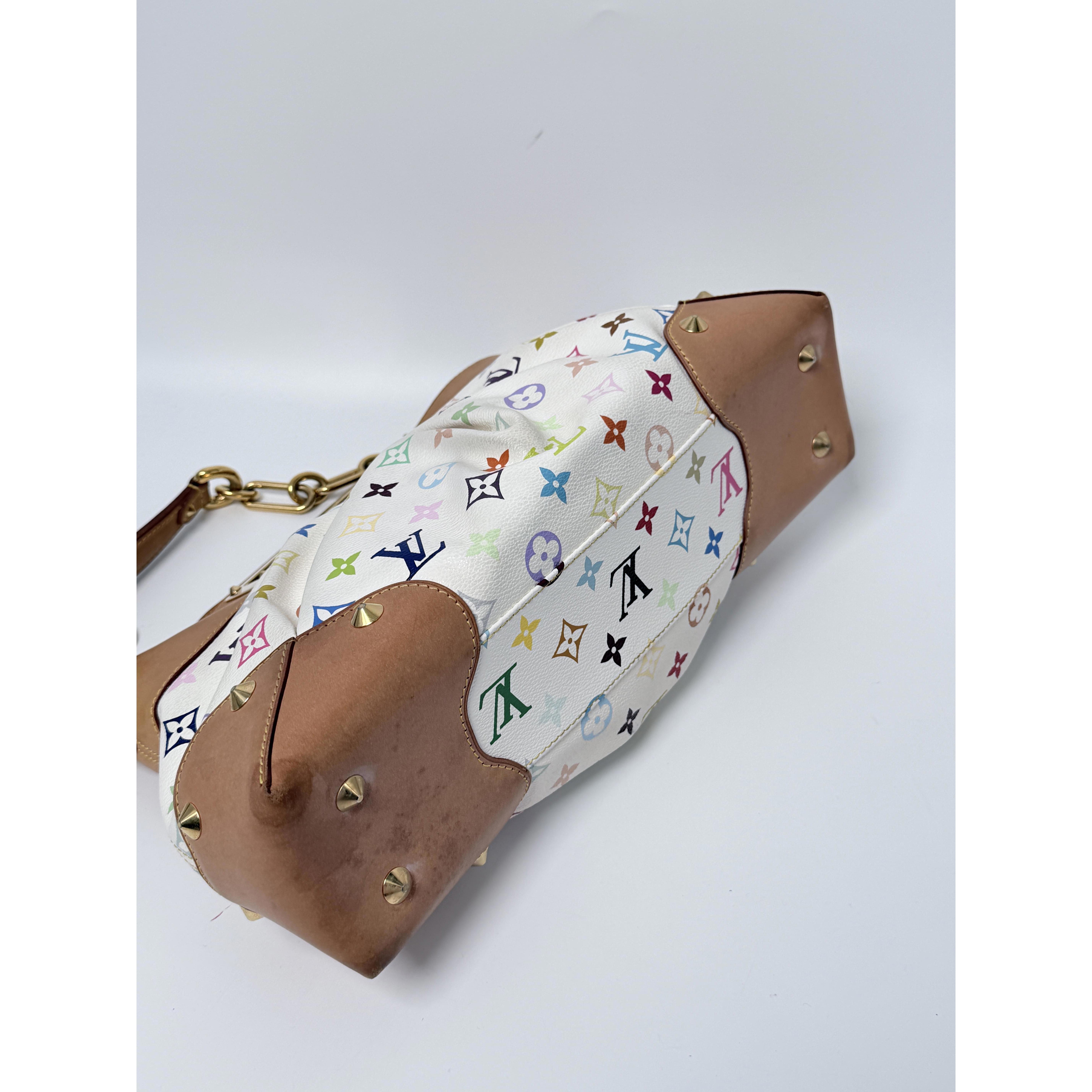 Pre-owned Louis Vuitton Canvas Shoulder Bags Monogram Multicolore Judy MM Chain Shoulder Handbag White JA449LV