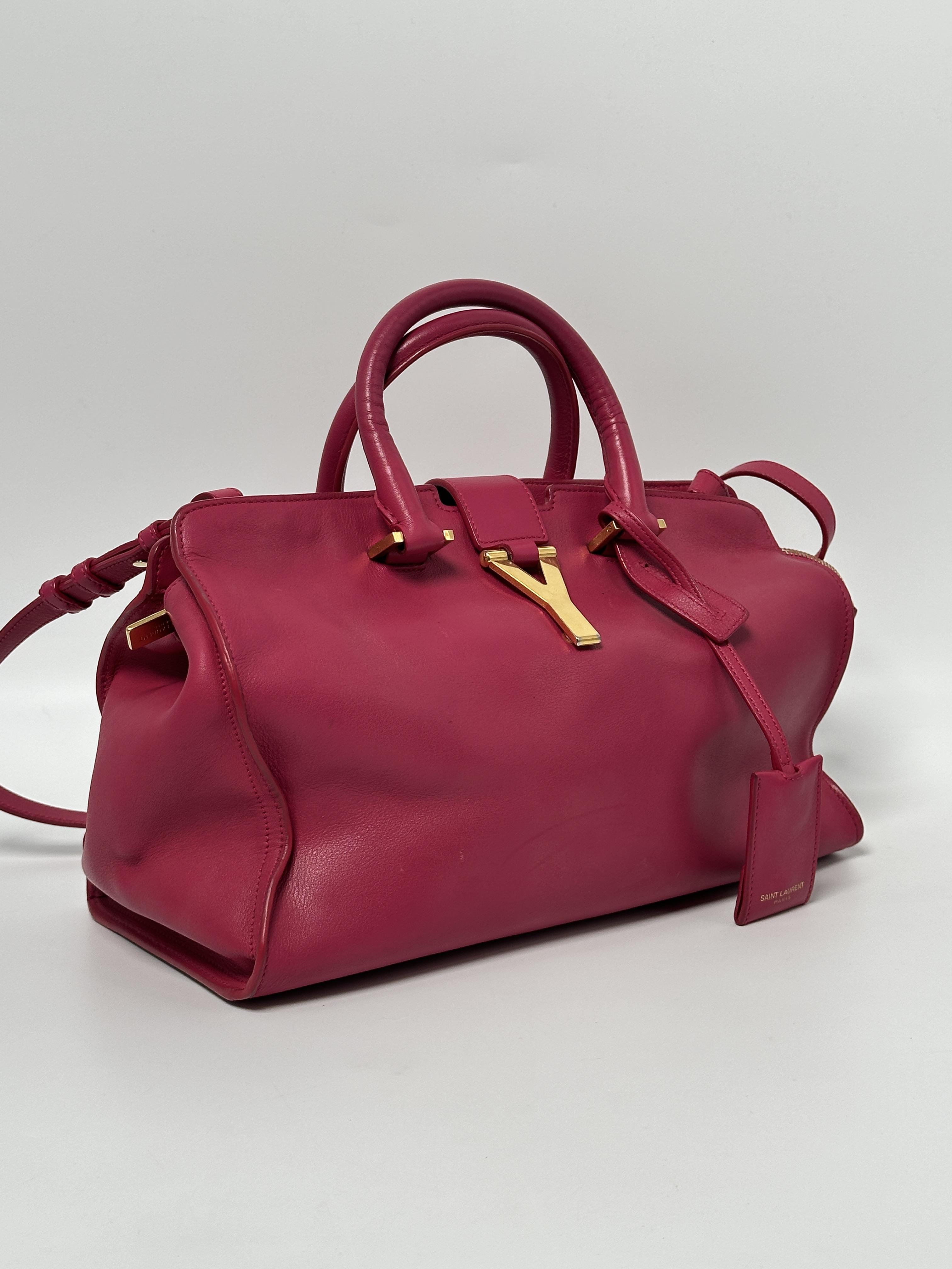 Pre-owned Yves Saint Laurent leather Shoulder Bags Saint Laurent Cabas Chyc Pink Satchel Shoulder Bag Top Handle Handbag JD017JX