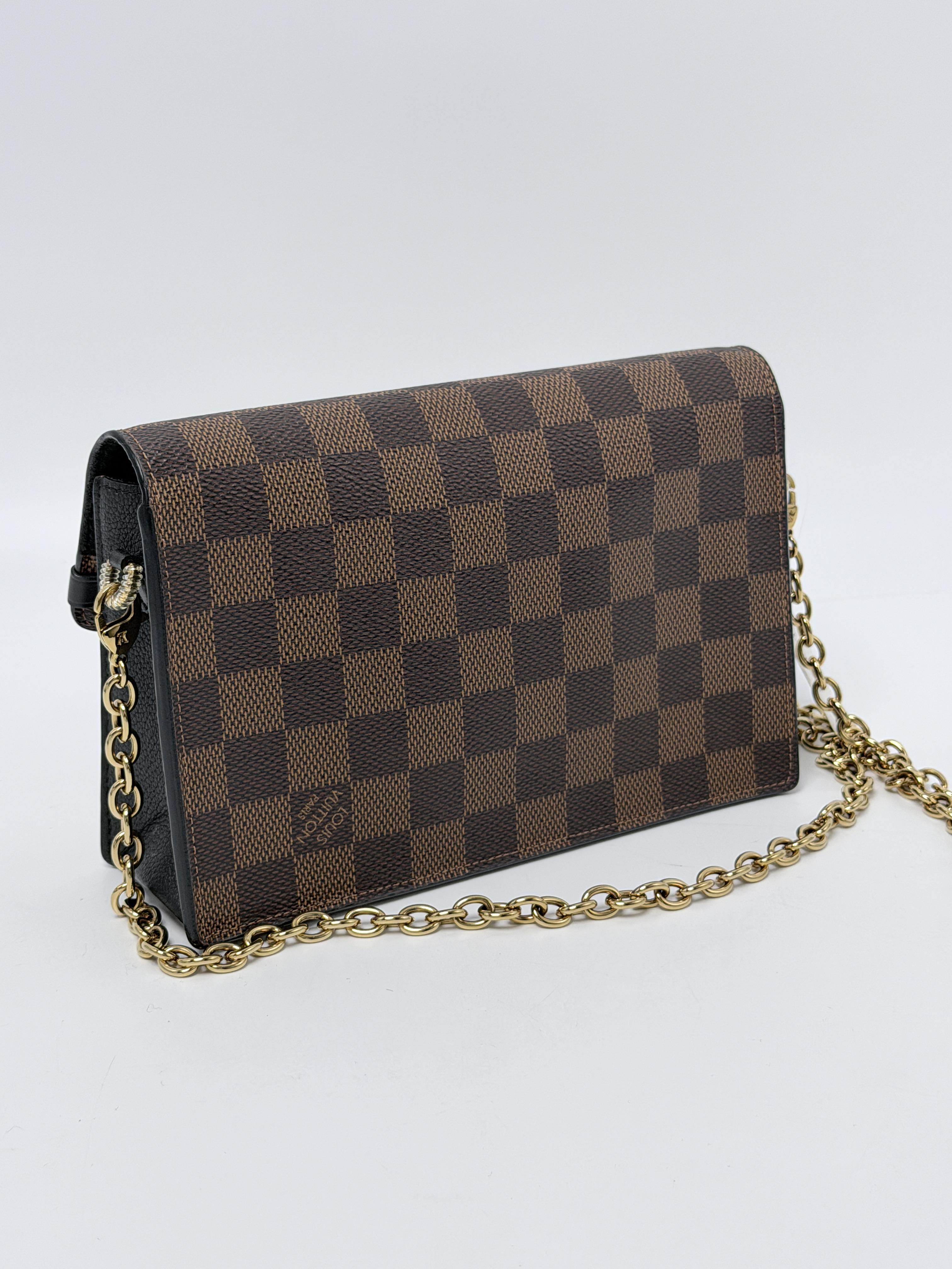 Vavin WOC Damier Ebene Black Leather Chain Crossbody Bag P070LV