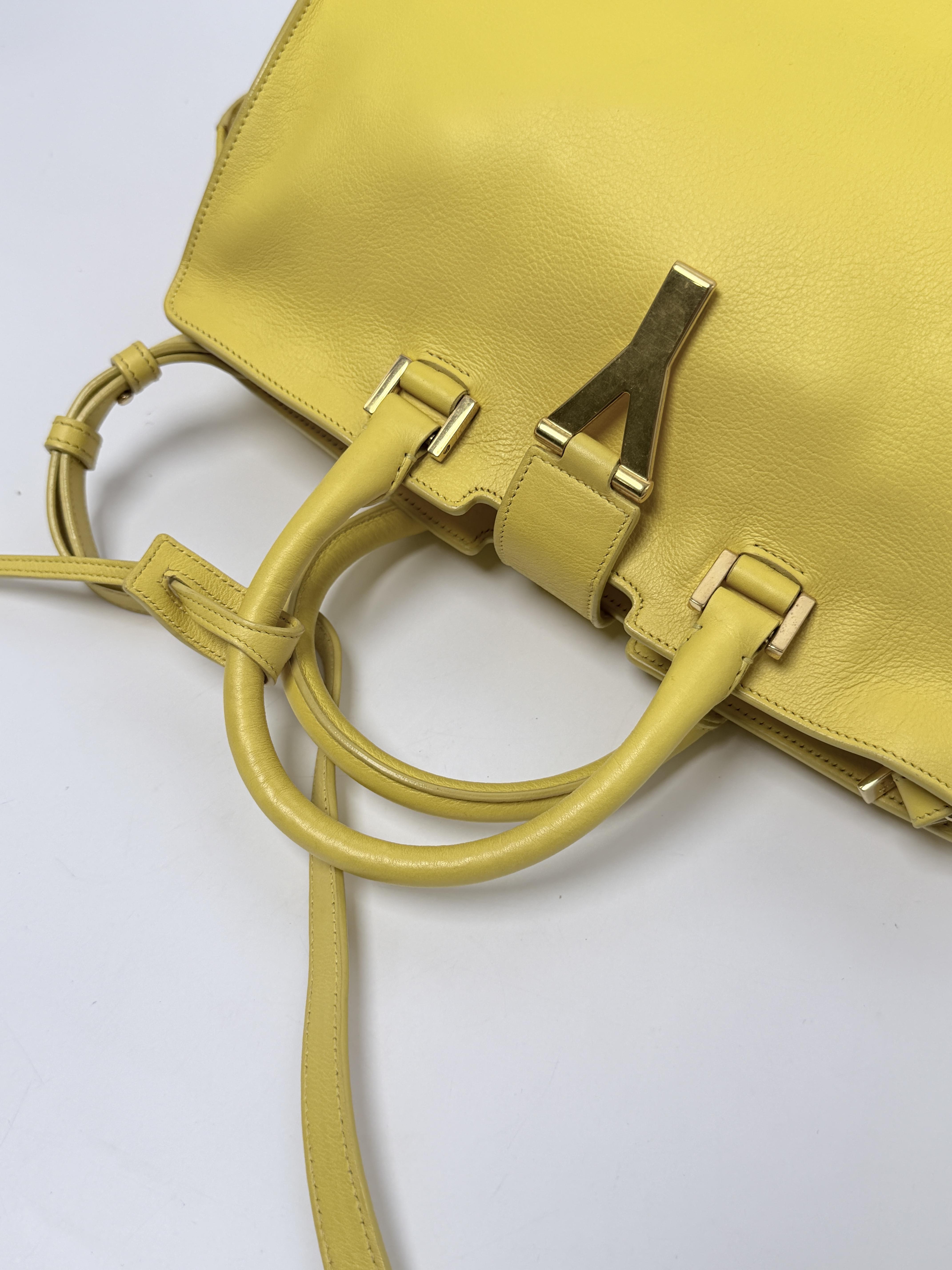 Saint Laurent Cabas Chyc Small Yellow Shoulder Crossbody Flap Bag YSL JD1041Y
