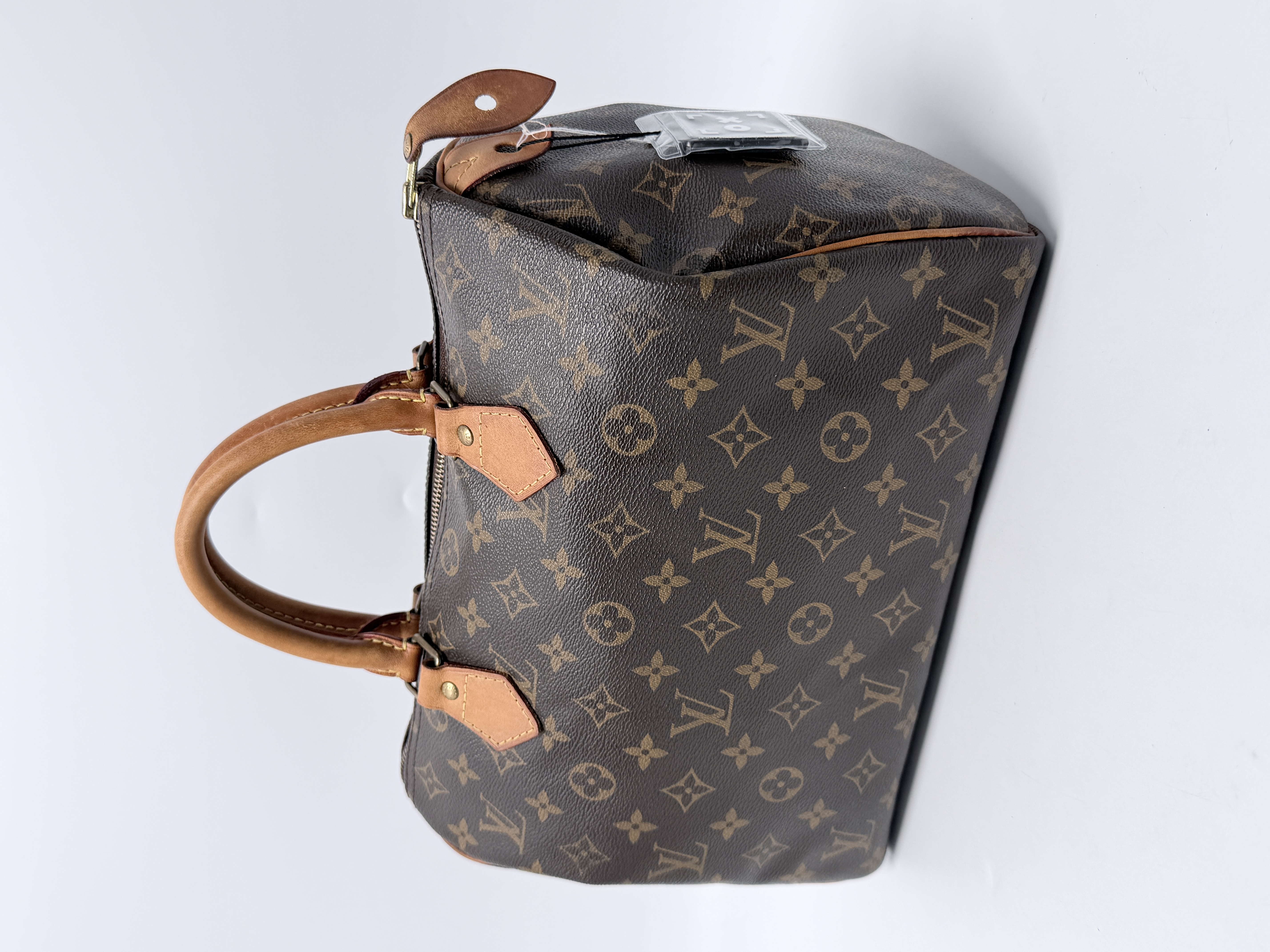 Louis Vuitton Monogram Speedy 30 Bag Brown Canvas Top Handle Satchel Duffle JE792LV