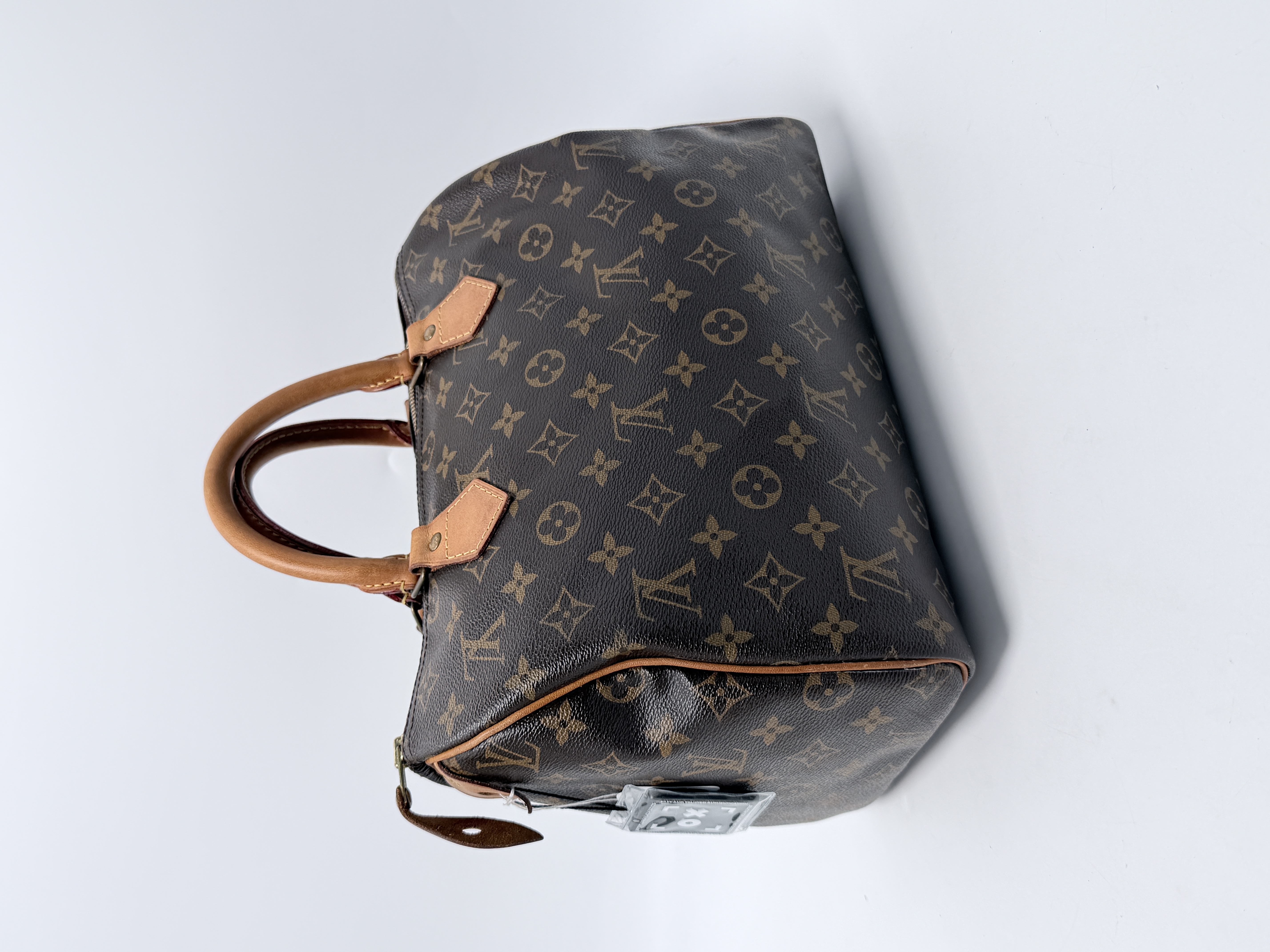 Louis Vuitton Monogram Speedy 30 Bag Brown Canvas Top Handle Satchel Duffle JE792LV