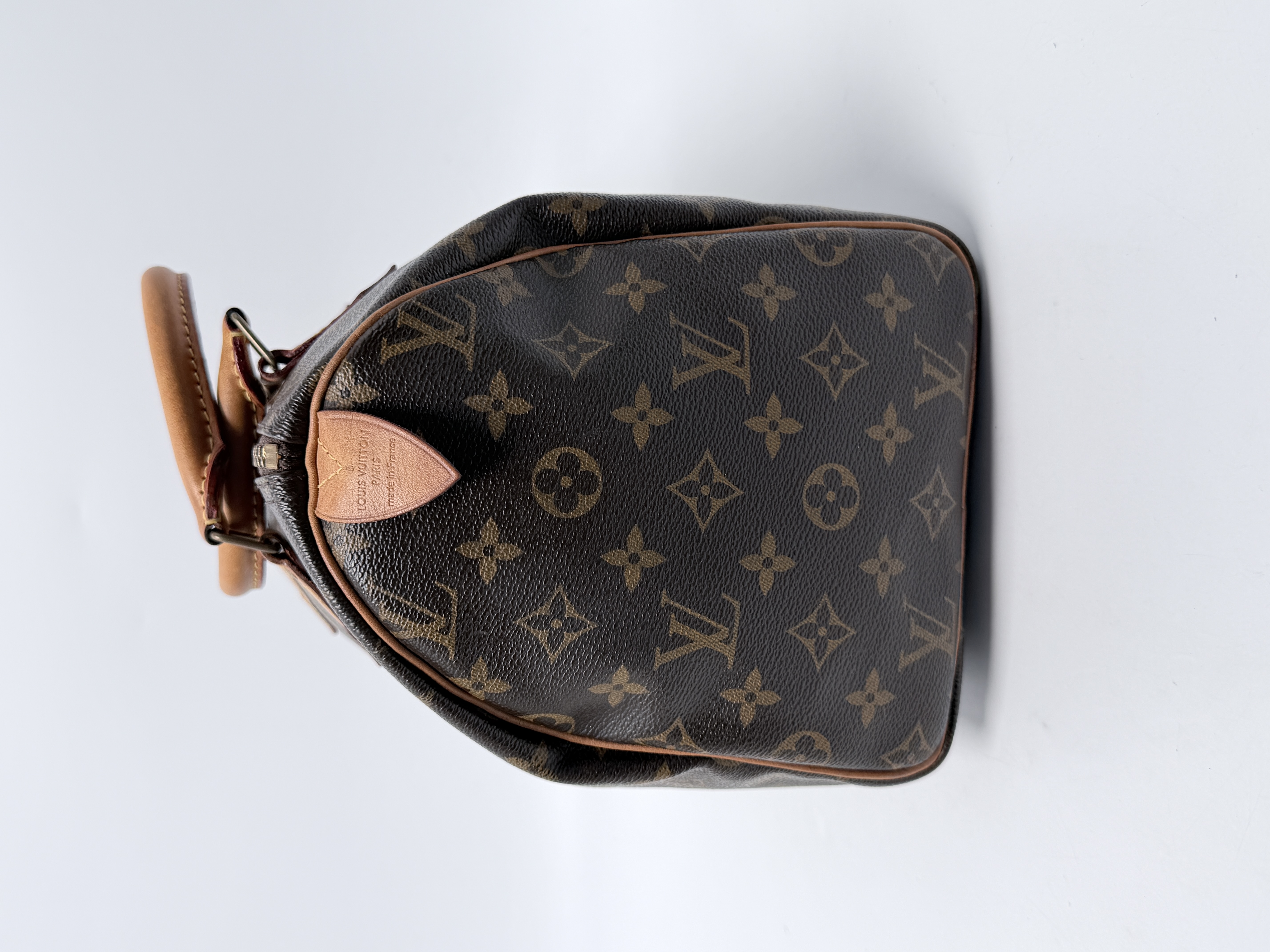 Louis Vuitton Monogram Speedy 30 Bag Brown Canvas Top Handle Satchel Duffle JE792LV