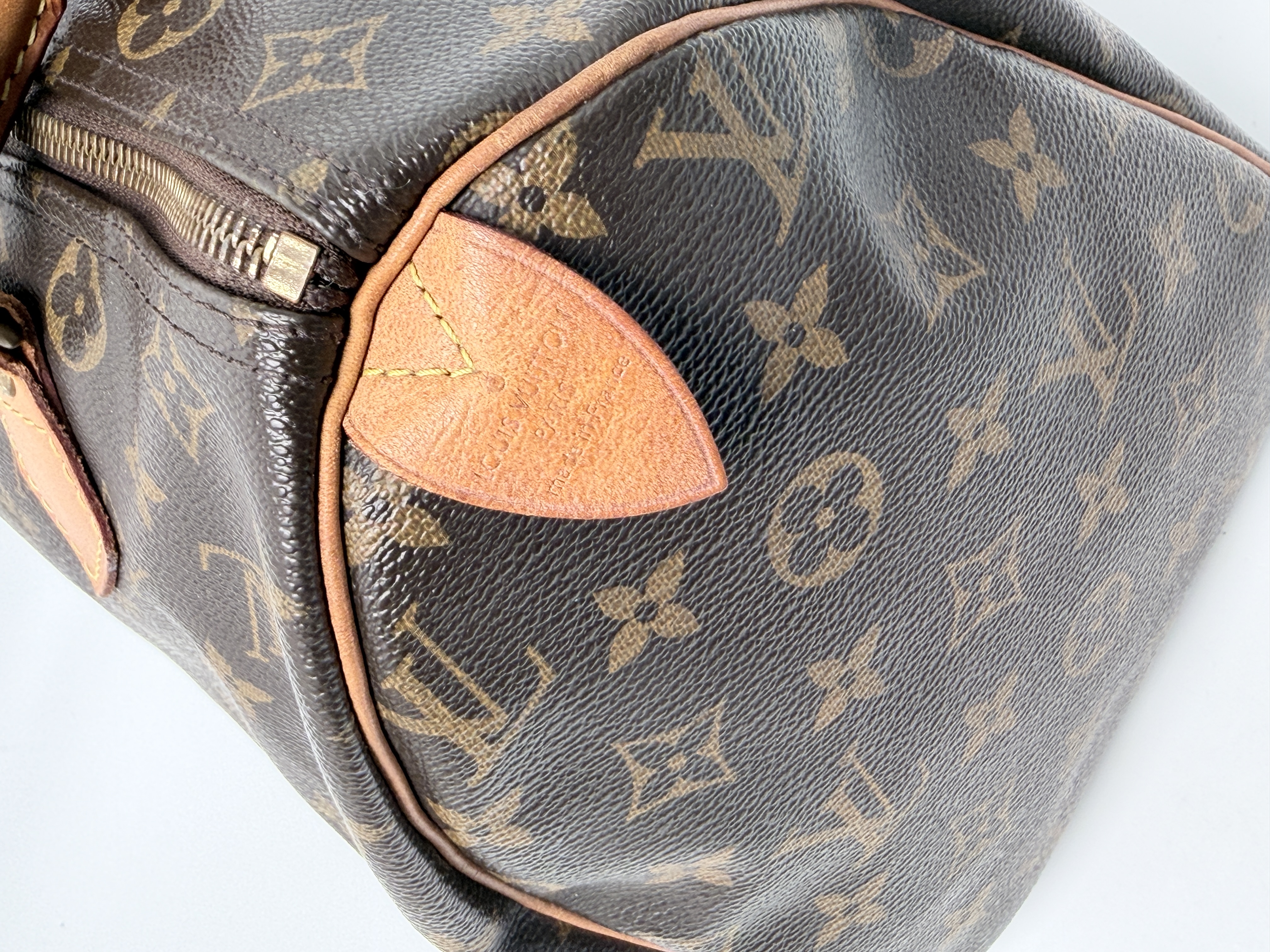 Louis Vuitton Monogram Speedy 30 Bag Brown Canvas Top Handle Satchel Duffle JE792LV