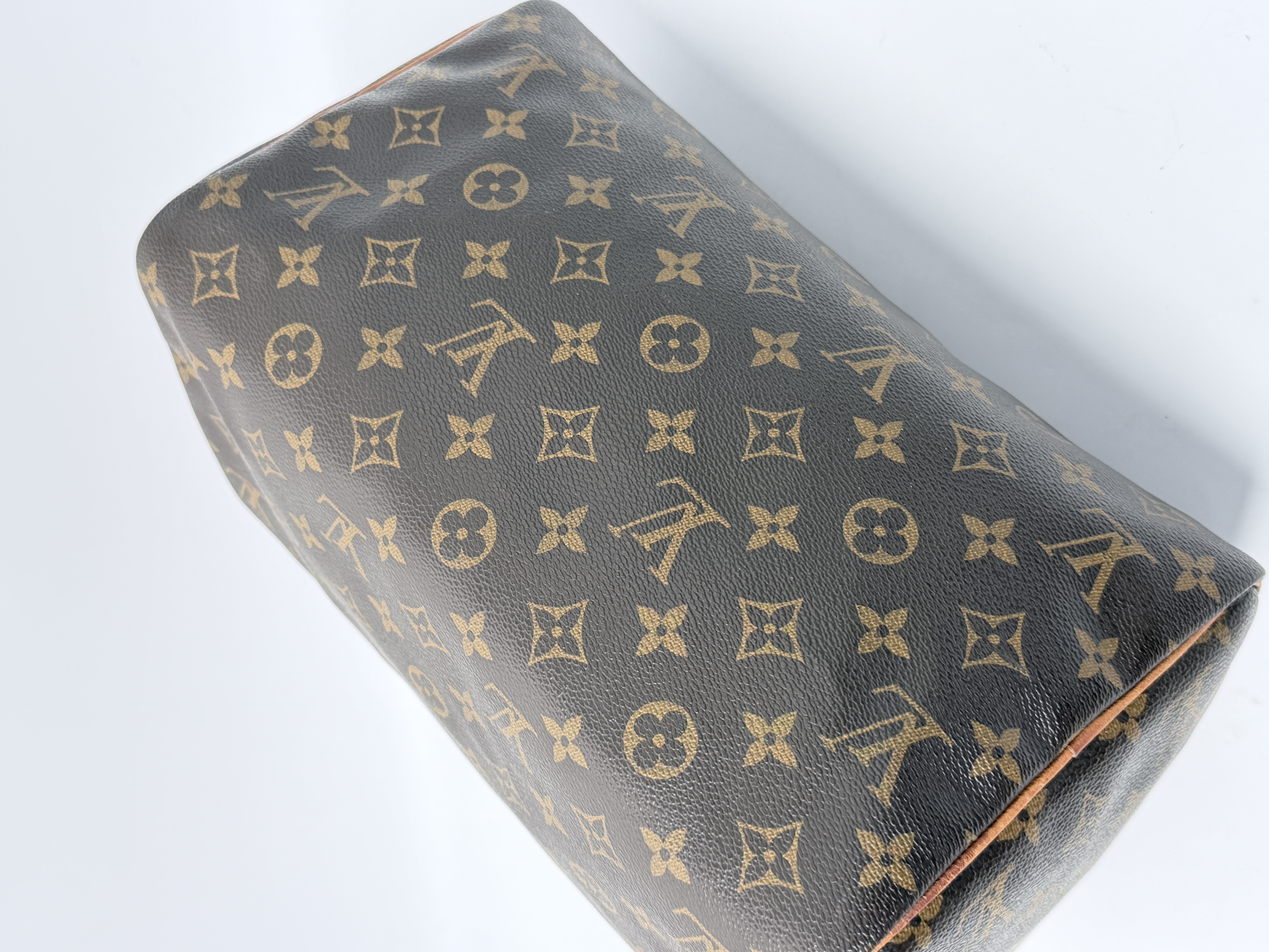 Louis Vuitton Monogram Speedy 30 Bag Brown Canvas Top Handle Satchel Duffle JE792LV