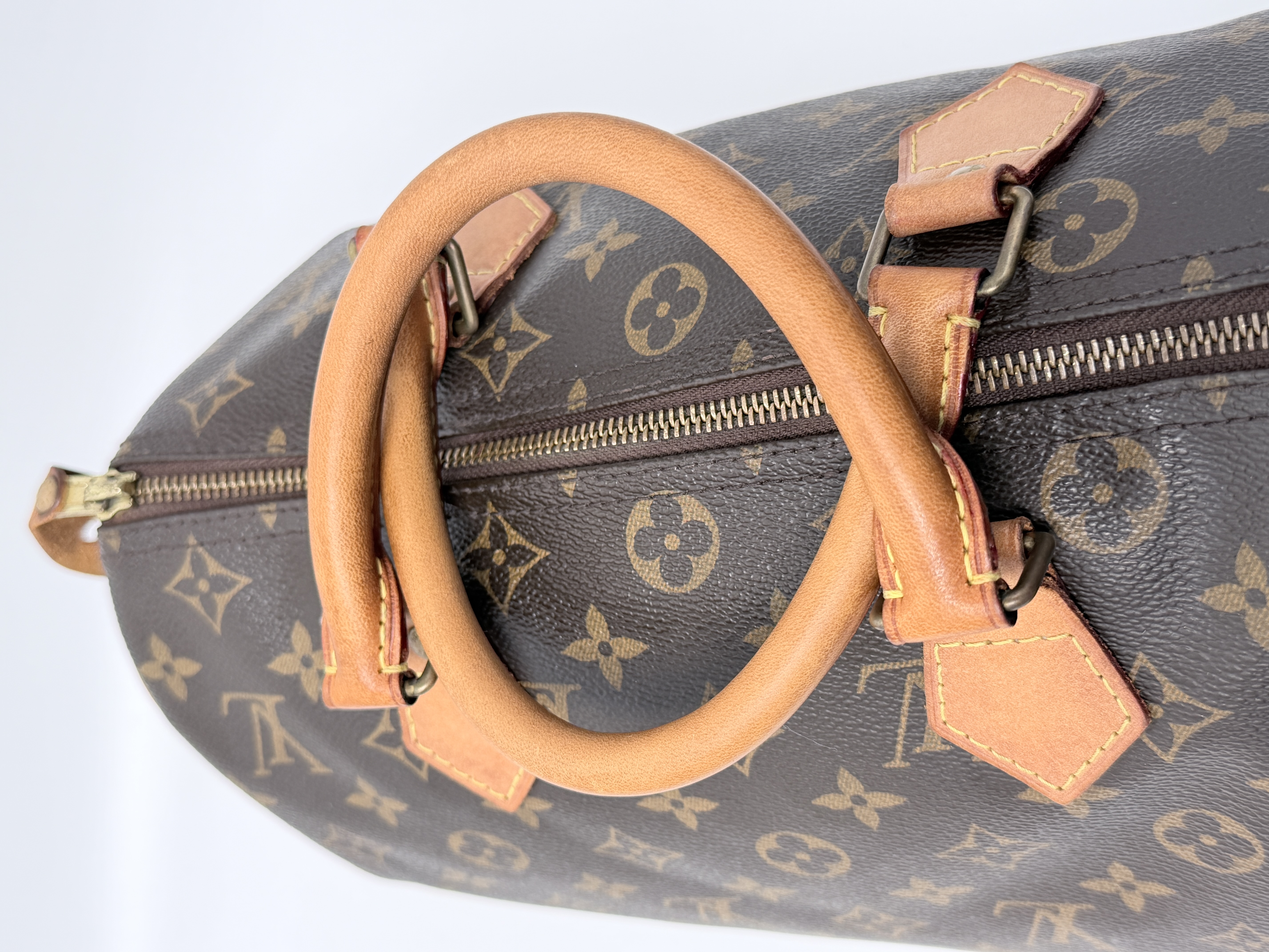 Louis Vuitton Monogram Speedy 30 Bag Brown Canvas Top Handle Satchel Duffle JE792LV