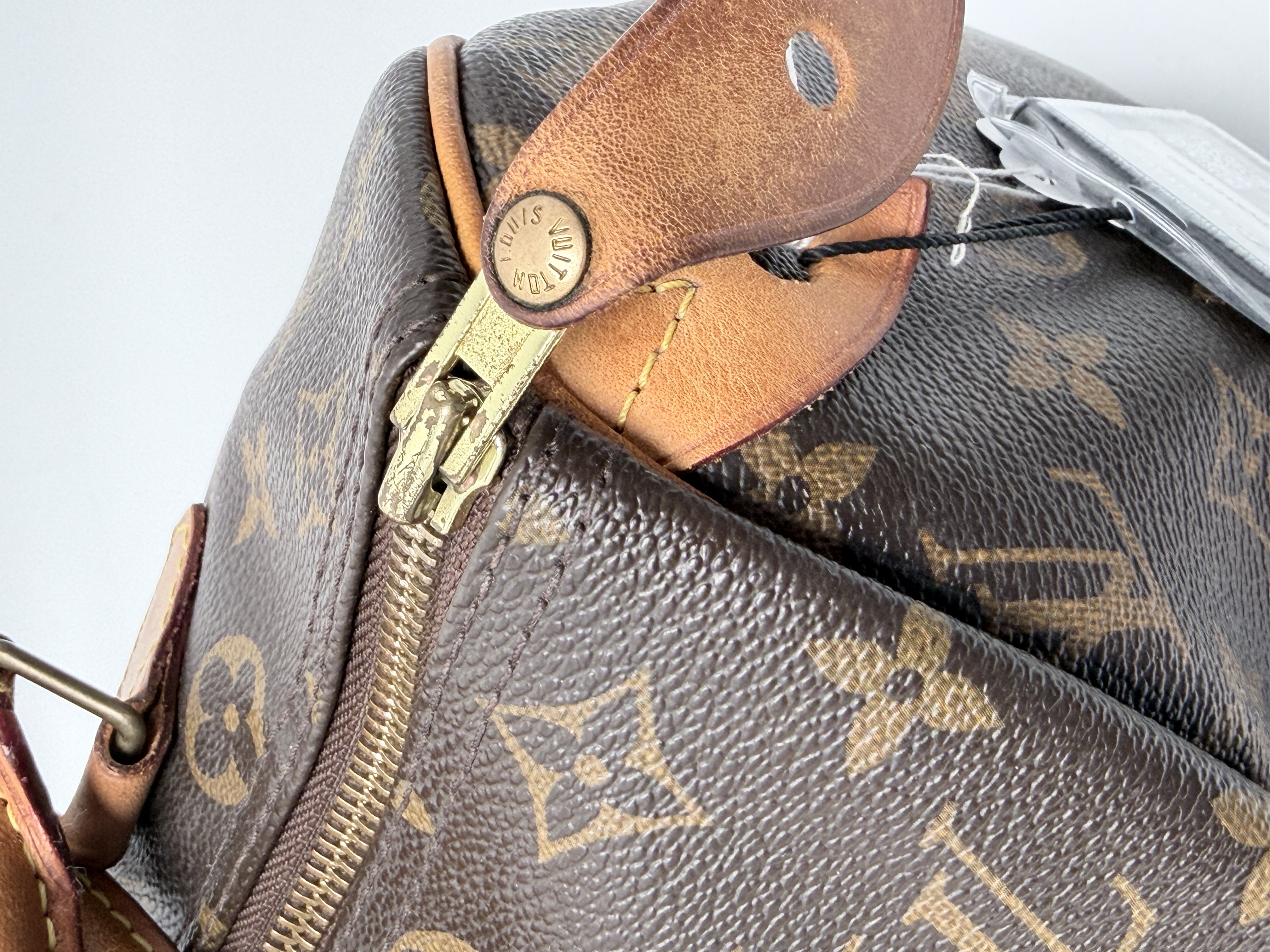 Louis Vuitton Monogram Speedy 30 Bag Brown Canvas Top Handle Satchel Duffle JE792LV
