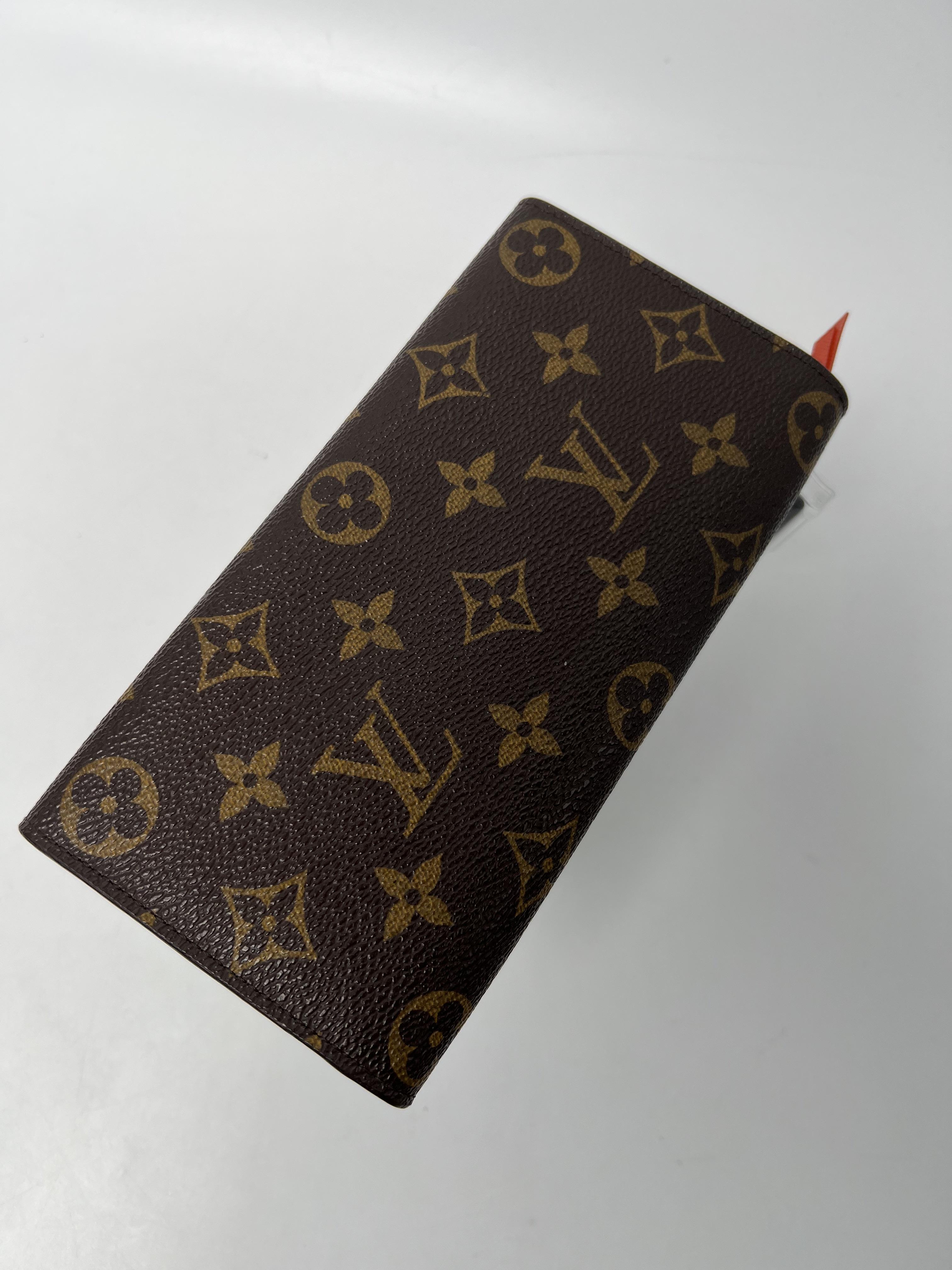 Monogram Emilie Wallet Brown Coated Orange Interior Long Flap Wallet JA1403LV