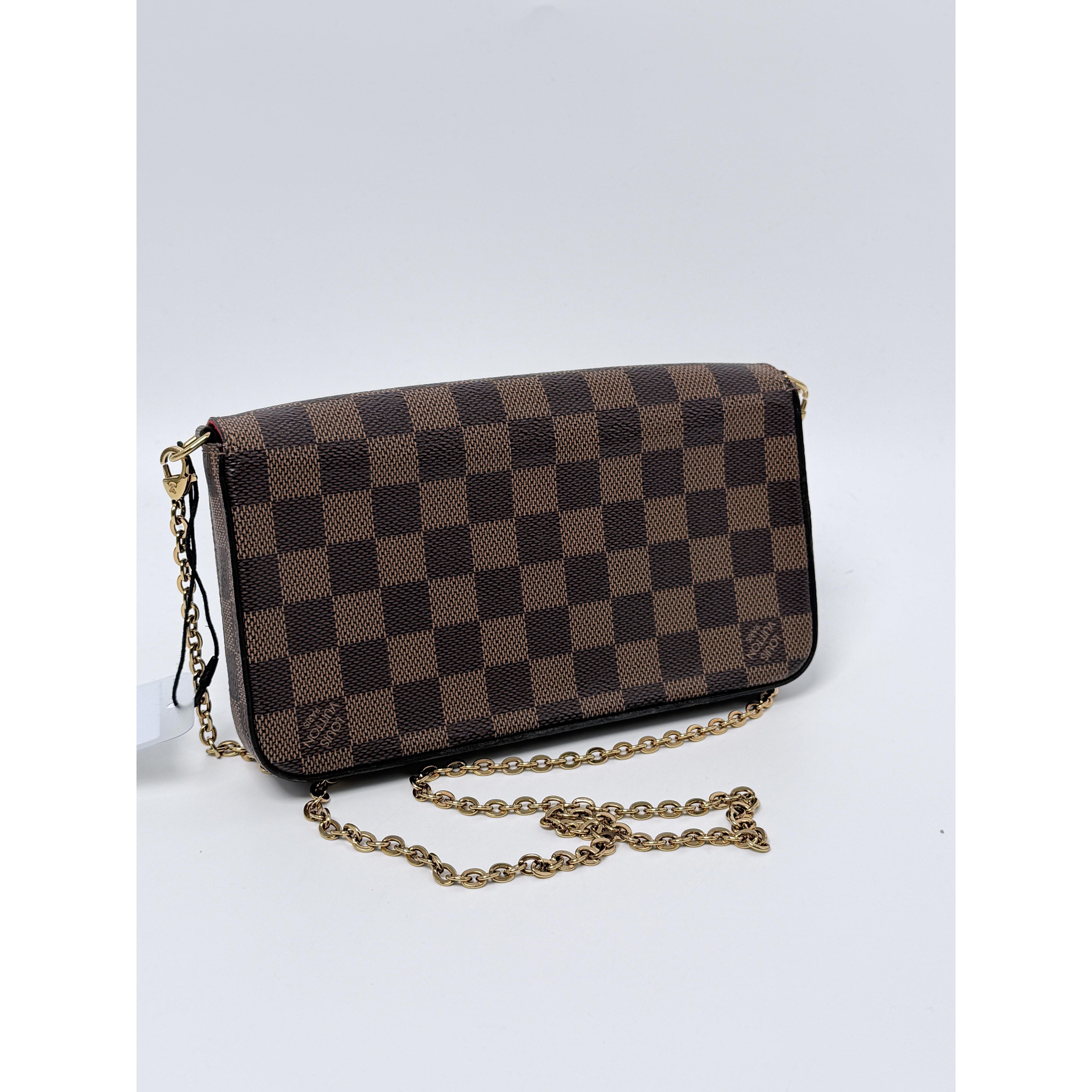 Pre-owned Louis Vuitton coated canvas Crossbody Bags Pochette Félicie Damier Ebene crossbody bag JF10LV