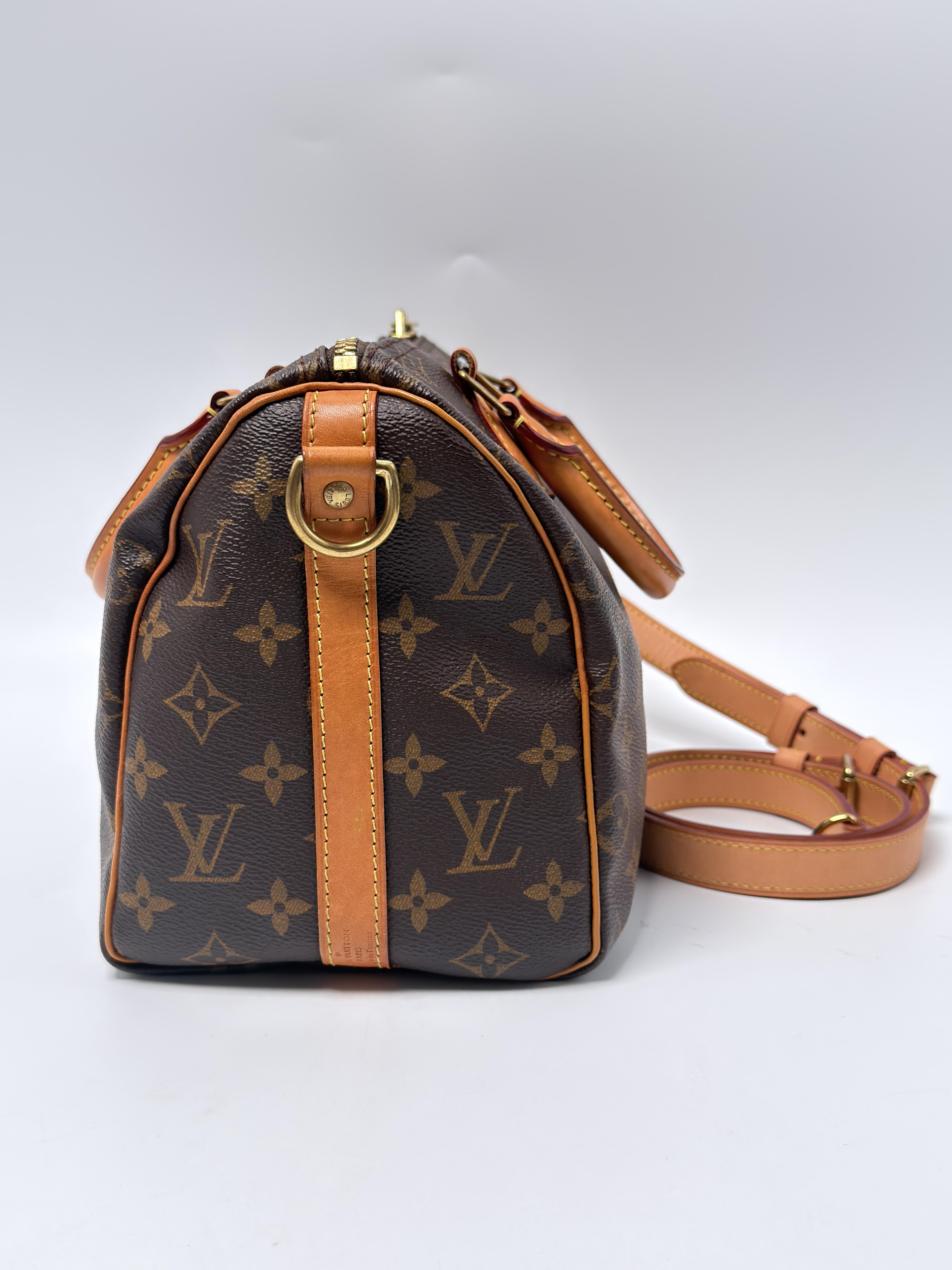Speedy Bandouliere 25 Monogram Canvas Crossbody Satchel Shoulder Bag ZS102LV
