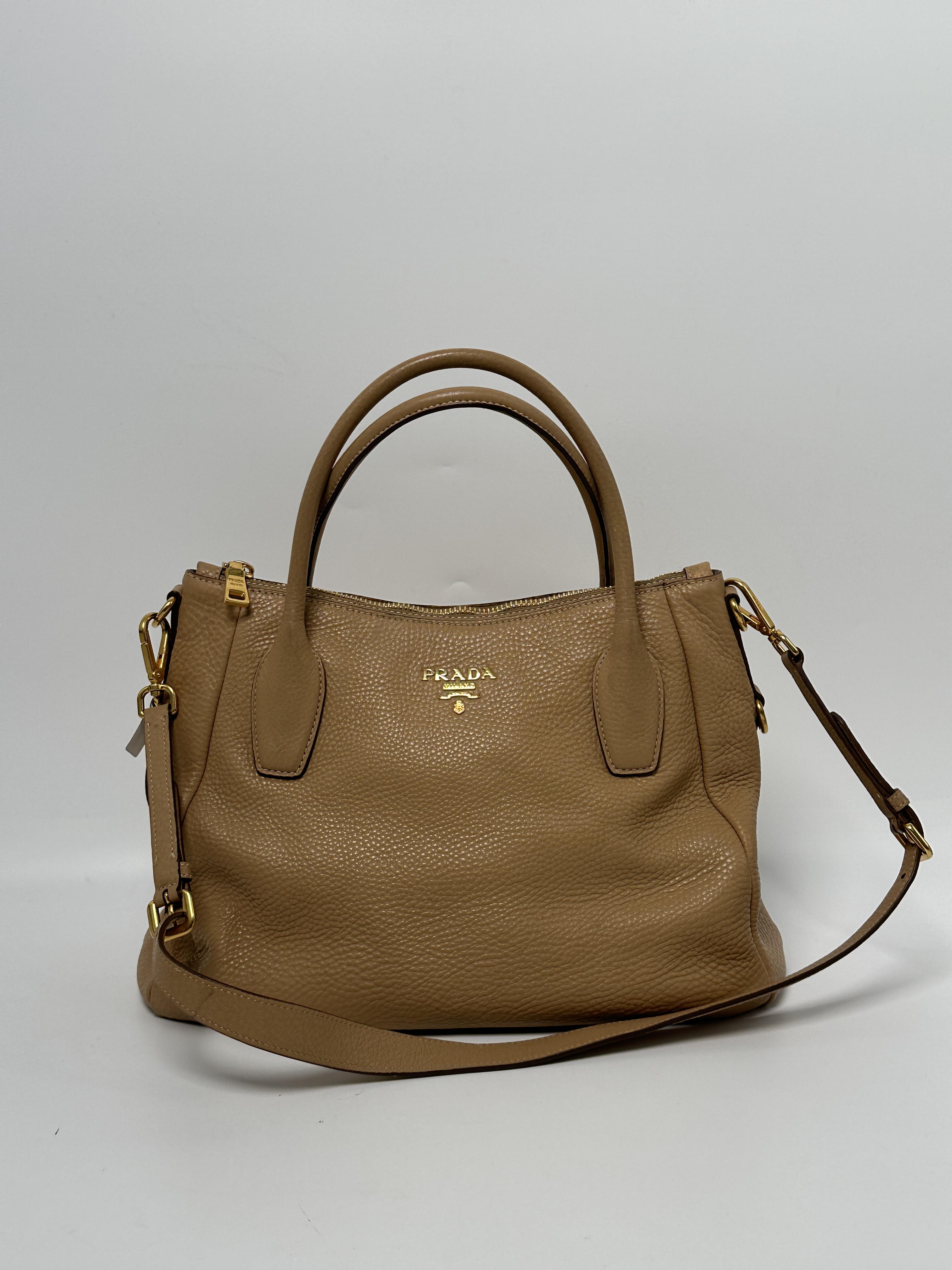 Vitello Daino Shopping Tote Beige Shoulder Bag Top Handle Handbag JA917PR