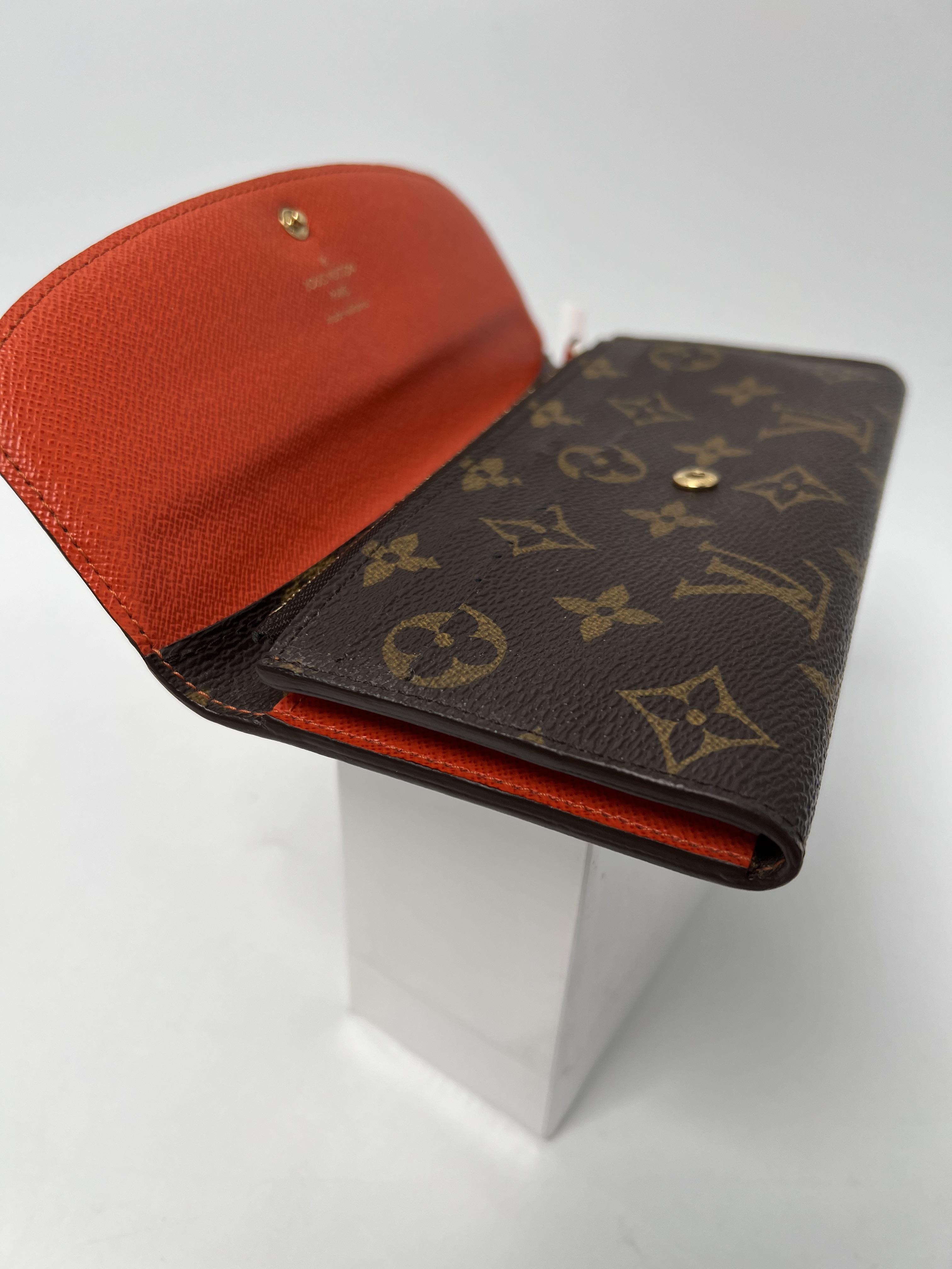 Monogram Emilie Wallet Brown Coated Orange Interior Long Flap Wallet JA1403LV