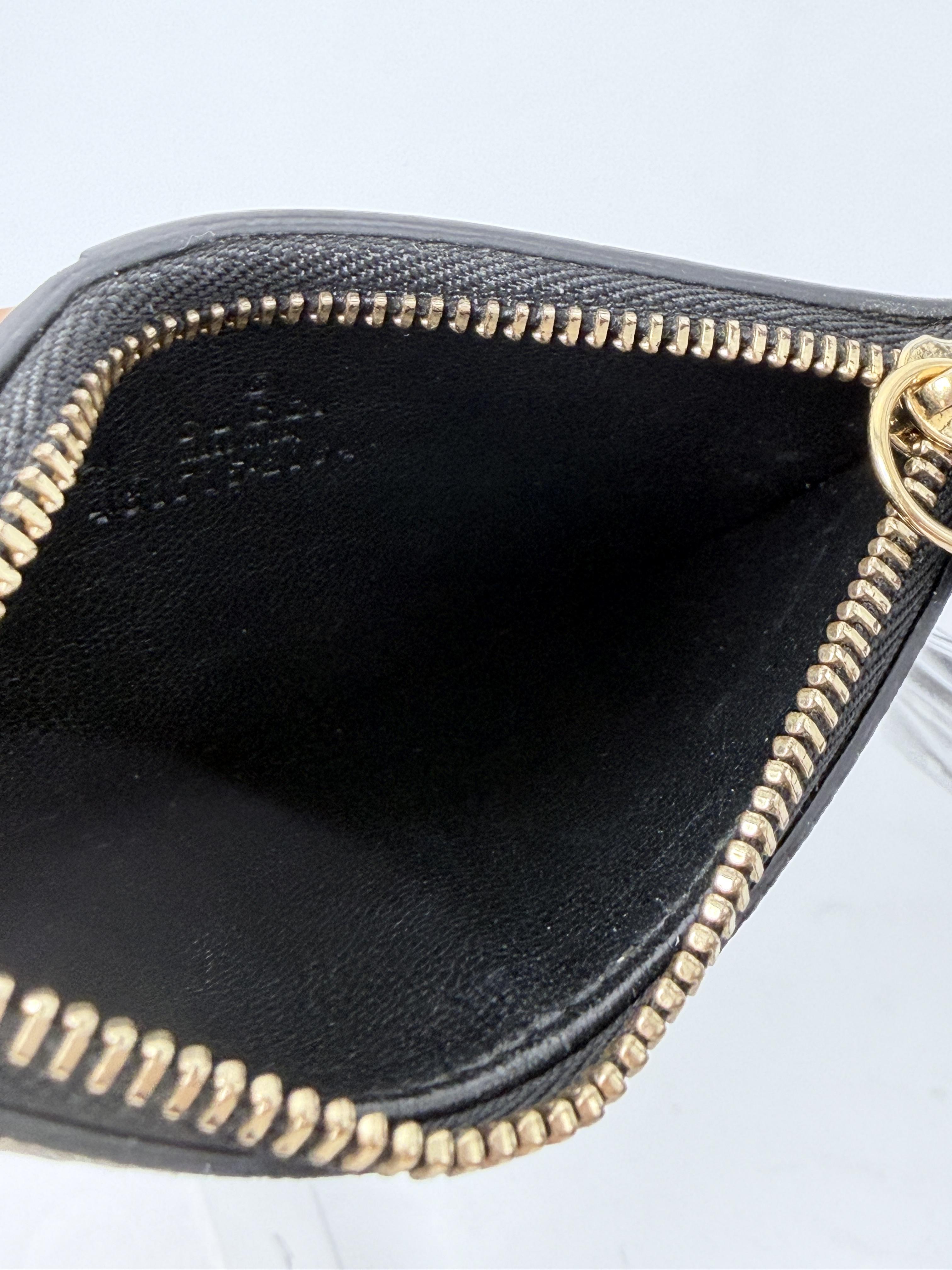 GG Supreme Canvas Black Leather Trim Zip Card Case Key Pouch JD1343GG