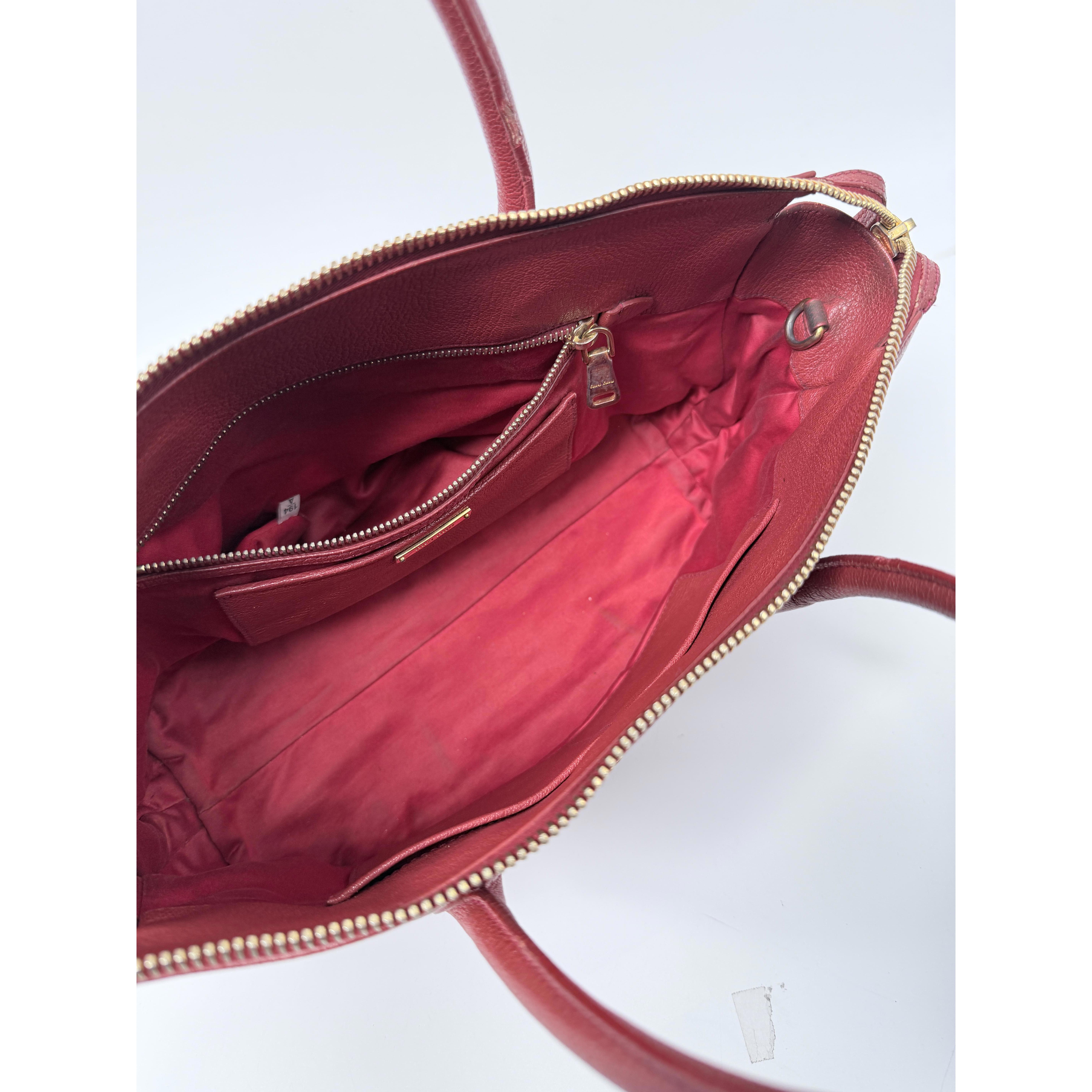 Pre-owned miu miu Leather Tote Bags Madras Zip Satchel Tote Bag 2way Crossbody Shoulder Handbag JA199MM