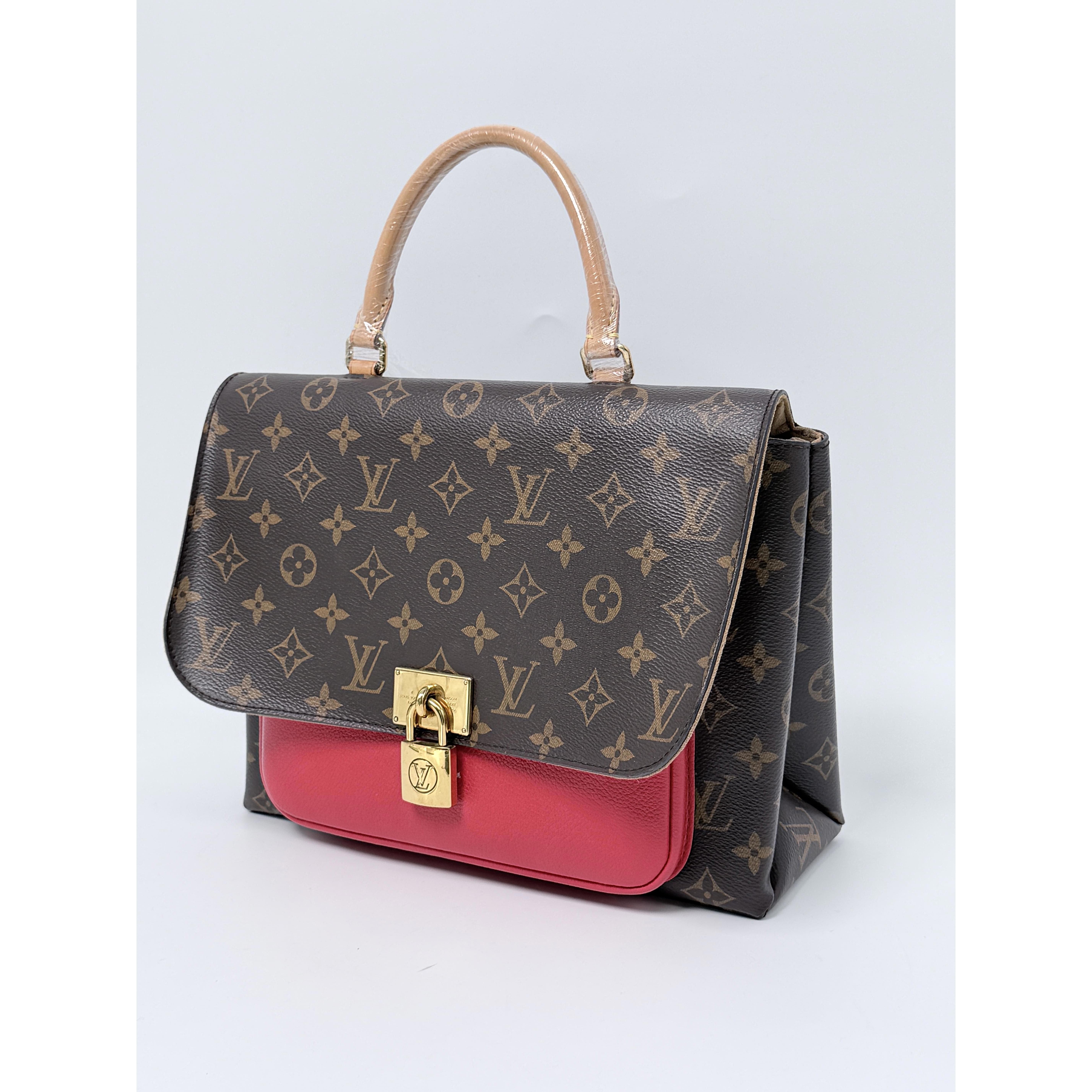 Pre-owned Louis Vuitton Canvas Crossbody Bags Monogram Marignan Coquelicot Red 2 Way Satchel Bag Shoulder Handbag JD0610LV