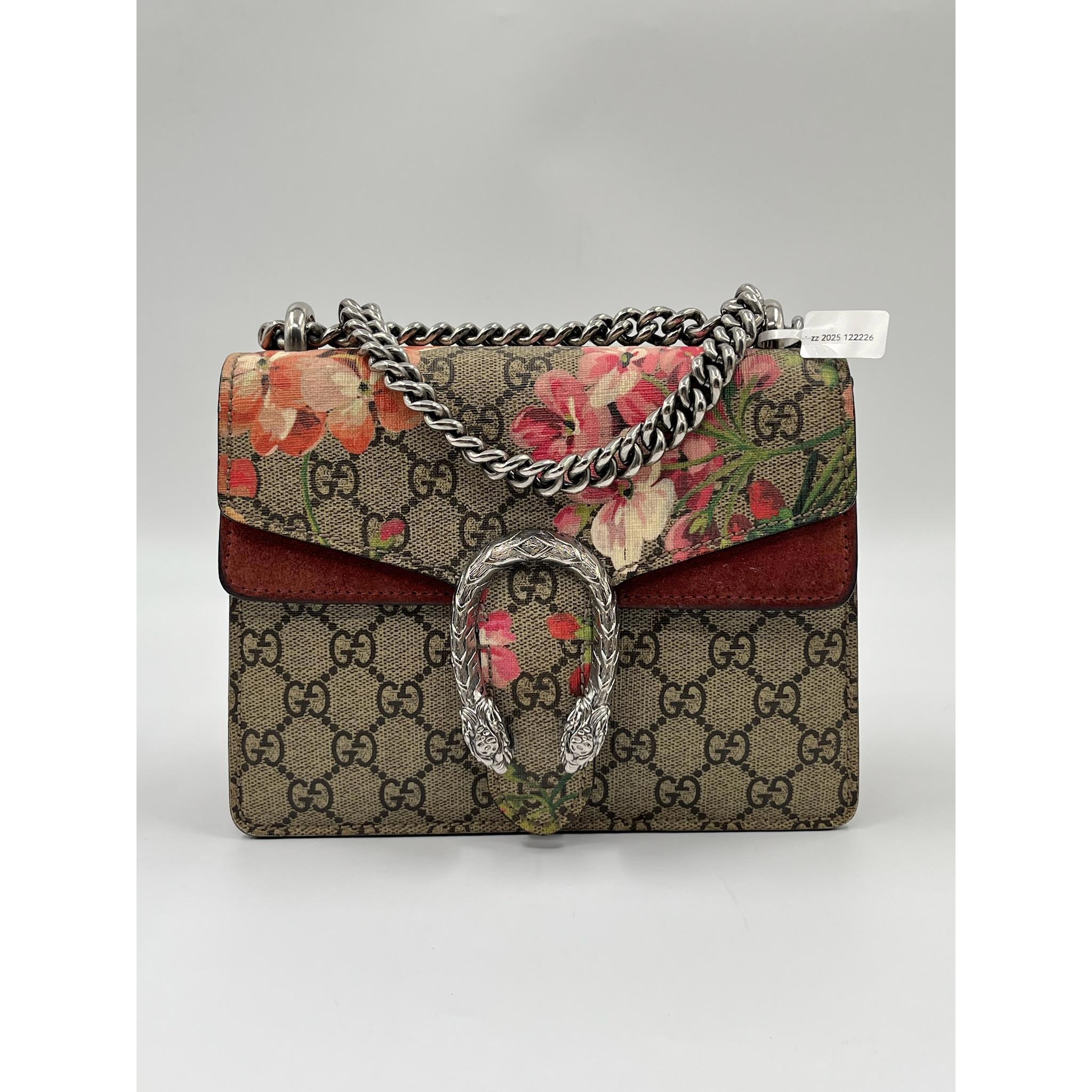 Pre-owned GUCCI coated canvas Crossbody Bags GG Supreme Monogram Blooms Mini Dionysus Shoulder Bag Beige Crossbody GG98Fei