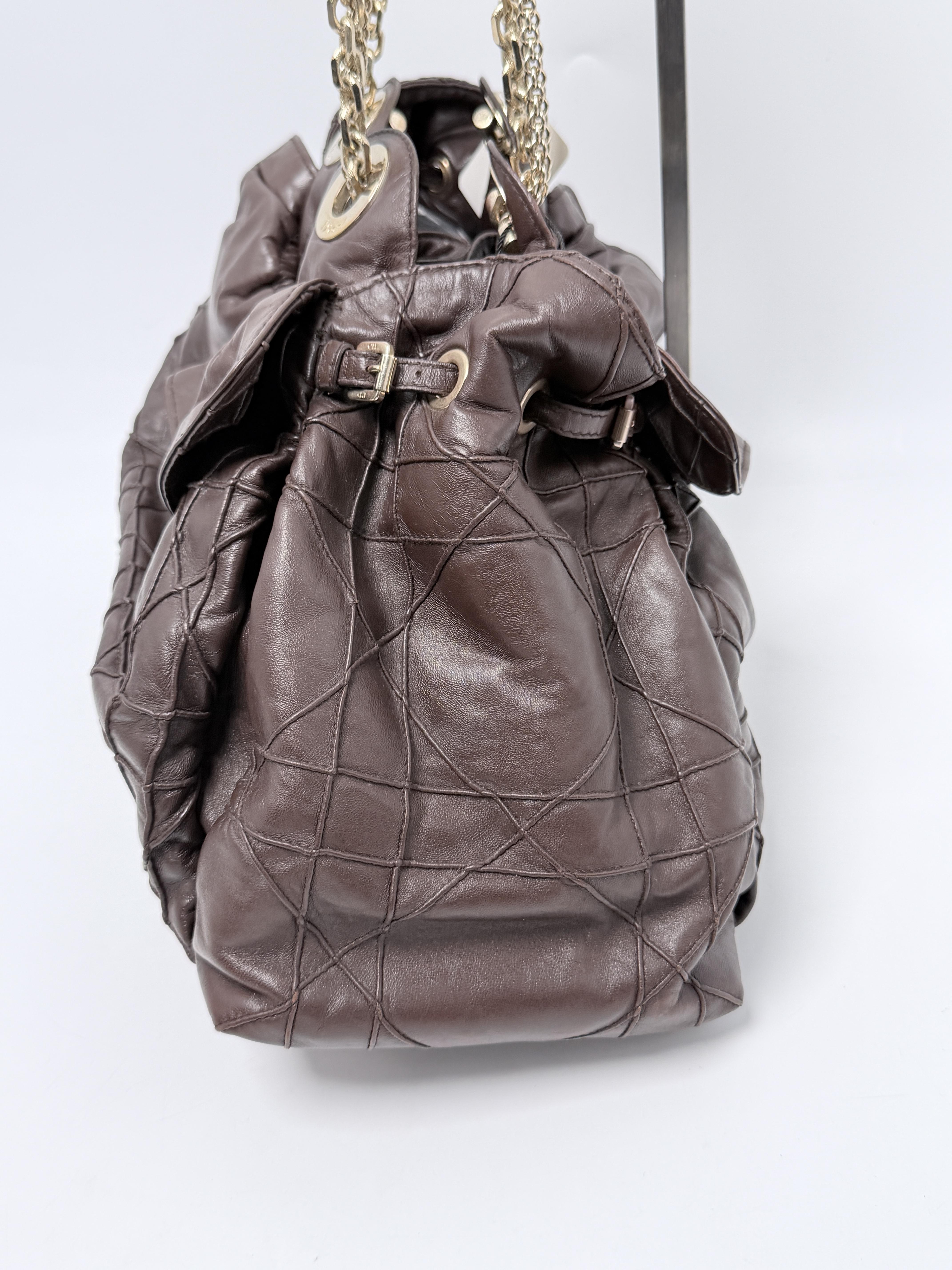 Christian Dark Brown Lambskin Cannage Le Trente Bag JA1320DR