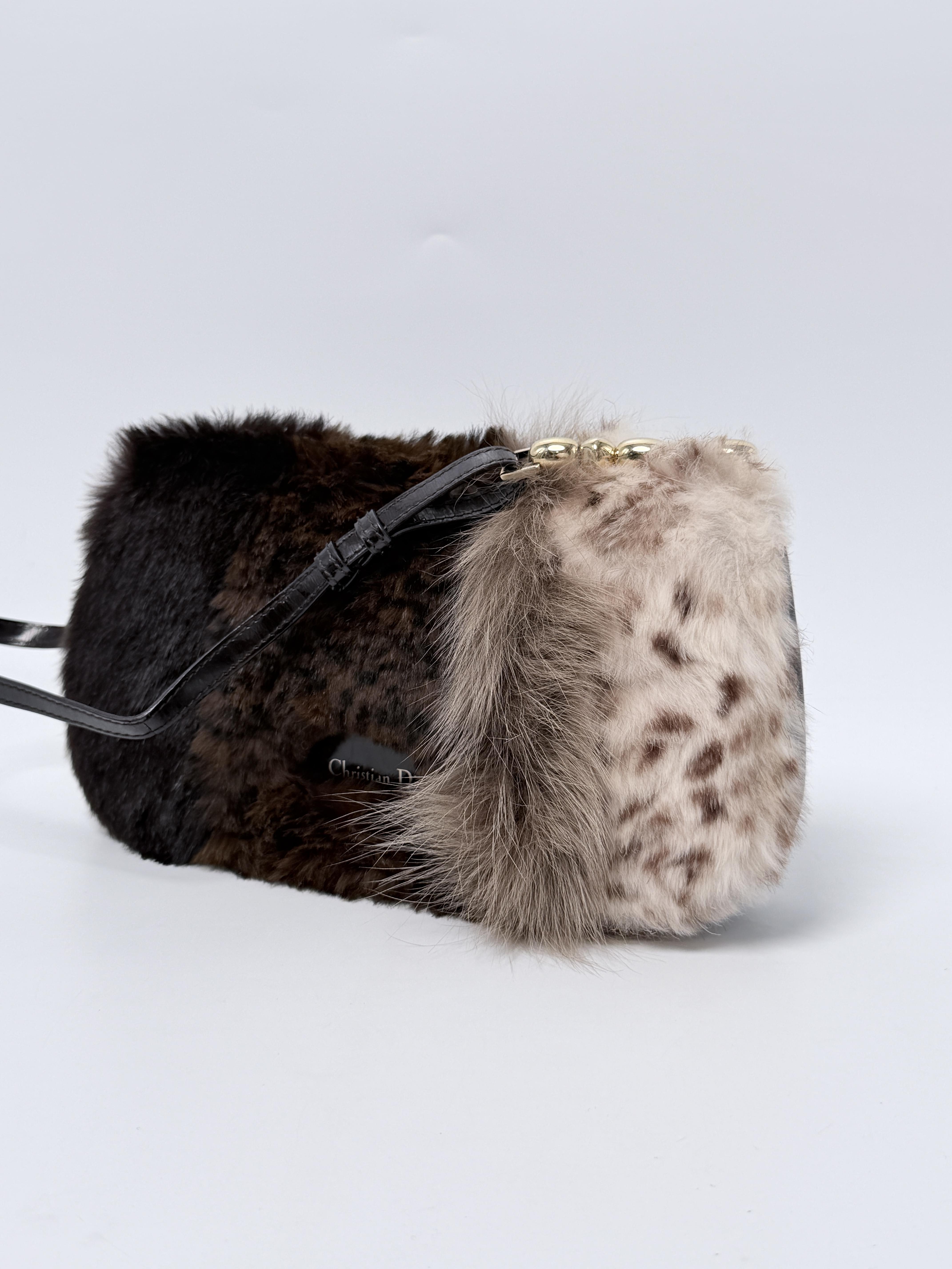 Christian Maris Pearl Multi Flap Shoulder Bag Brown Black XU007CD