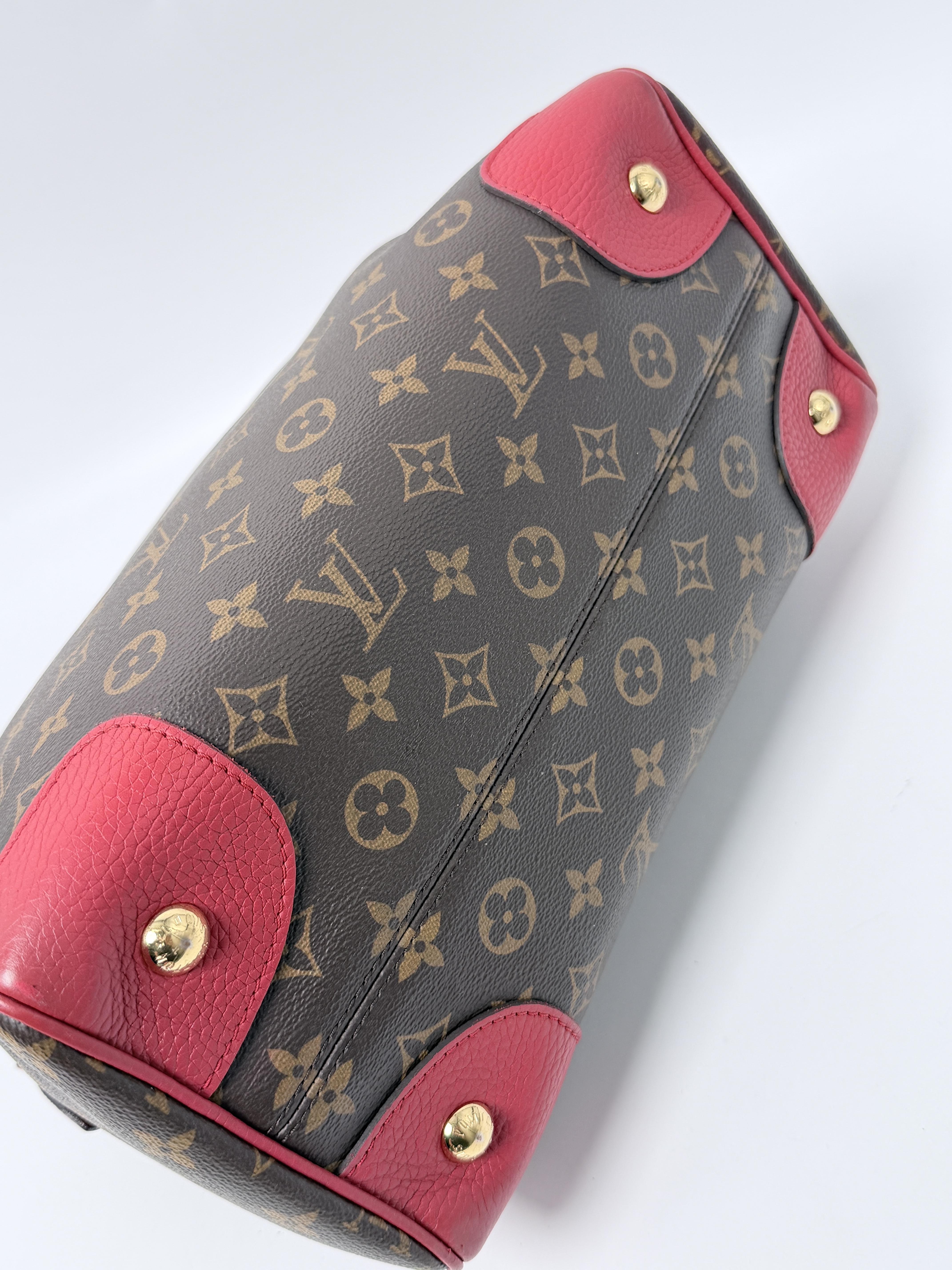 Retiro NM Monogram Red Coquelicot Handle Shoulder Handbag JE741LV