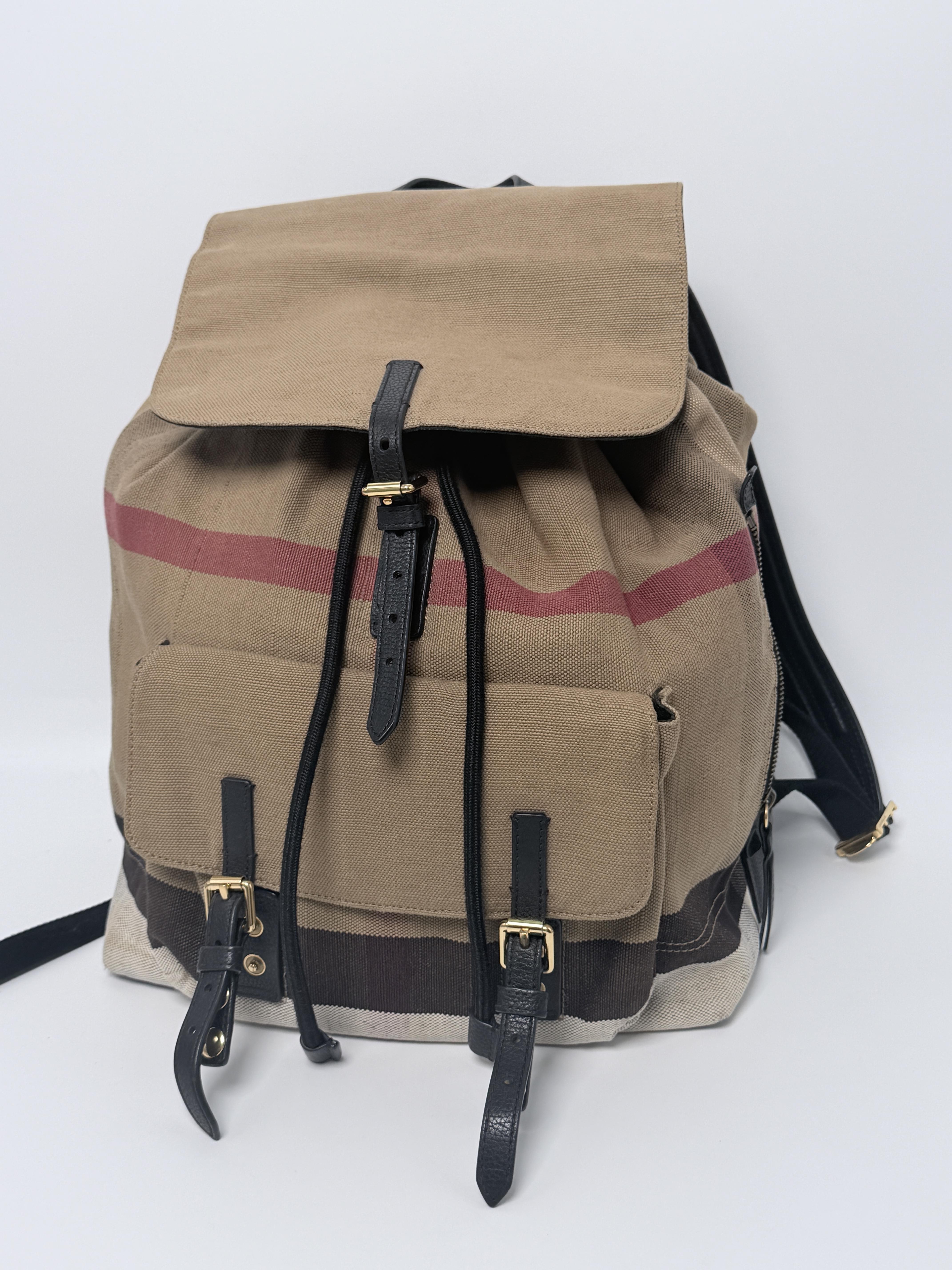 Brookdale Mega Check Drawstring Backpack Khaki/Black ZS009BR