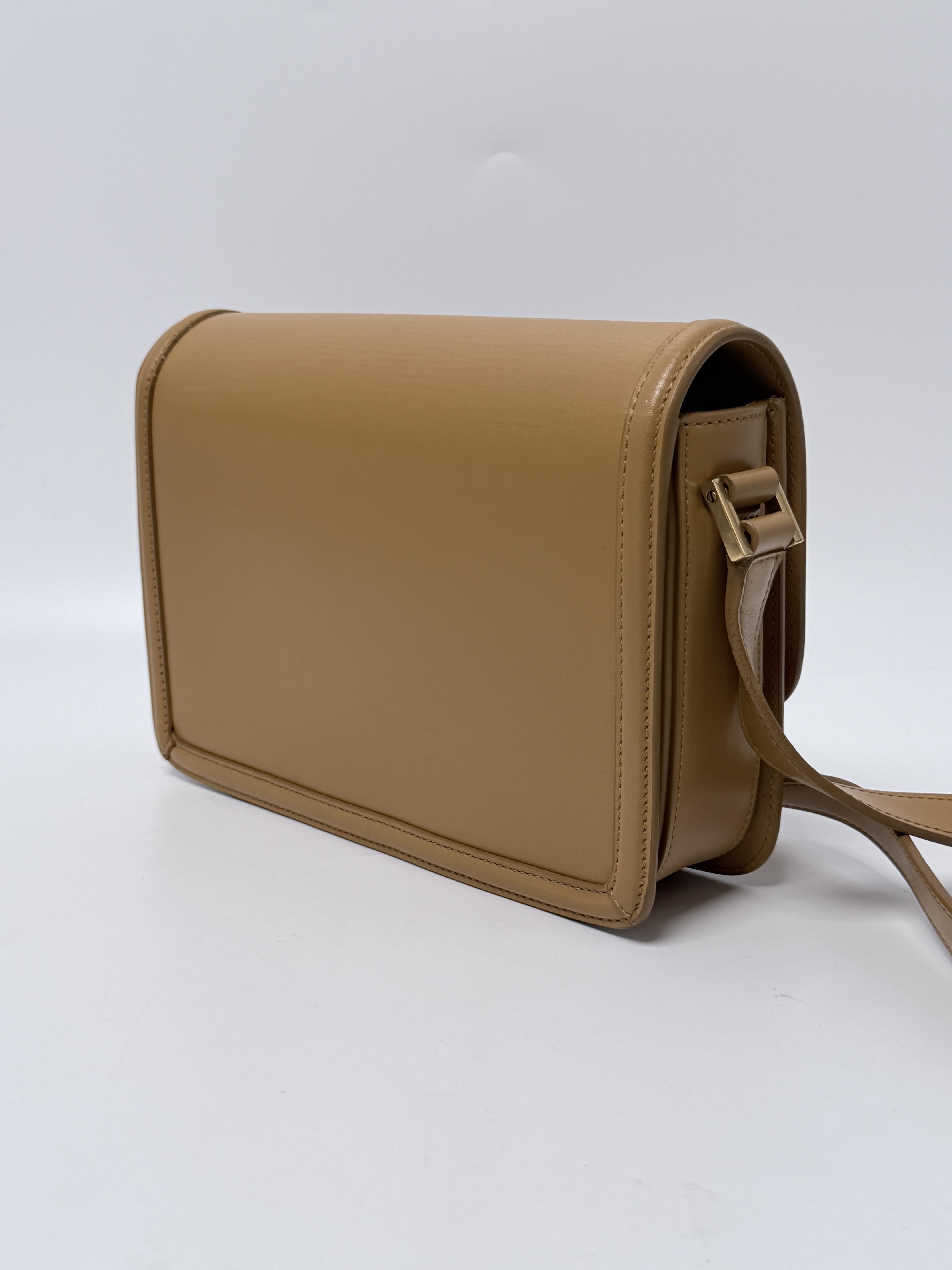 Saint Laurent Solferino Medium Satchel Box Calfskin Natural Tan HB006YS
