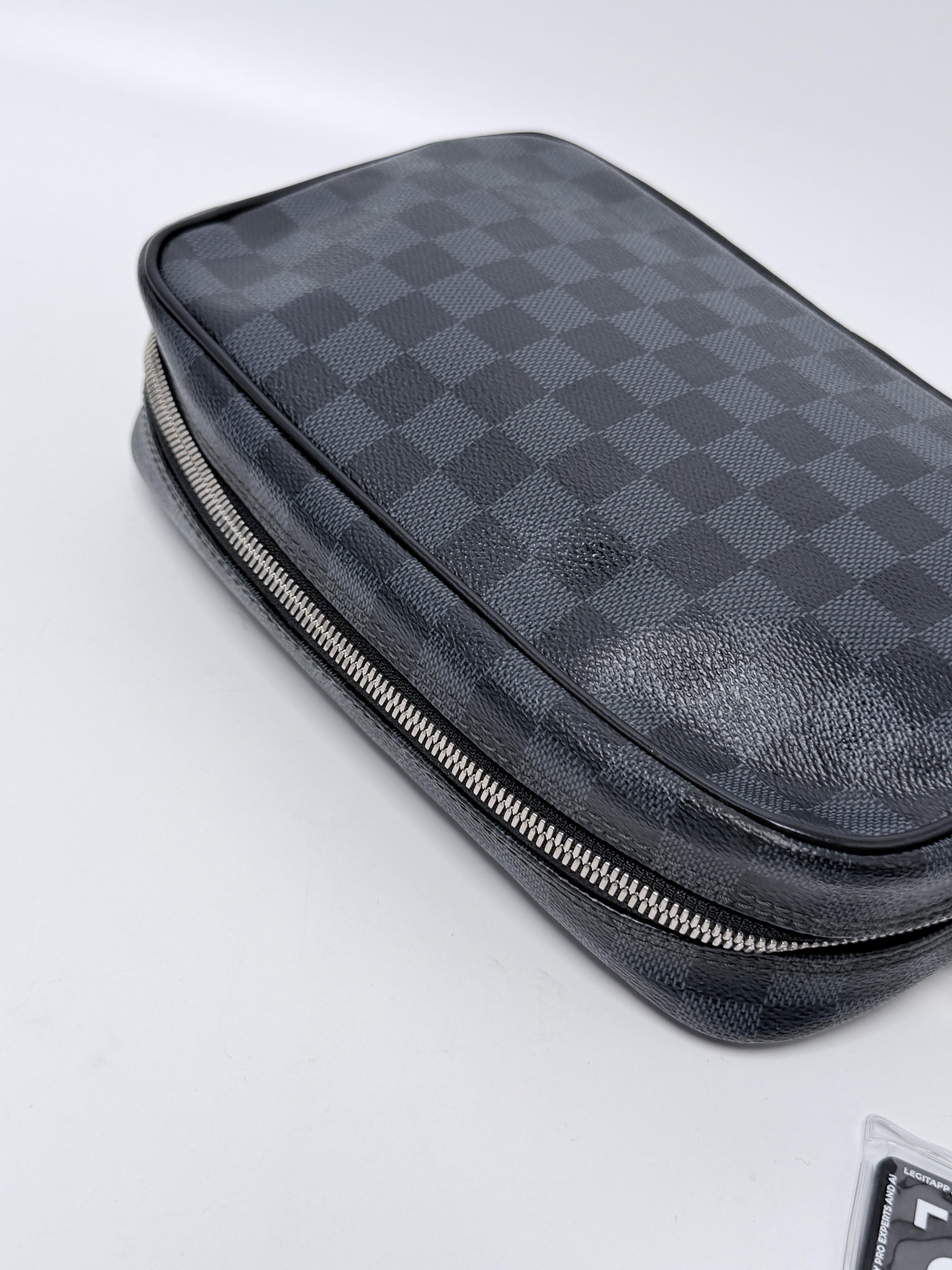 Toilet Pouch PM Damier Graphite Canvas Black Grey JD1709LV