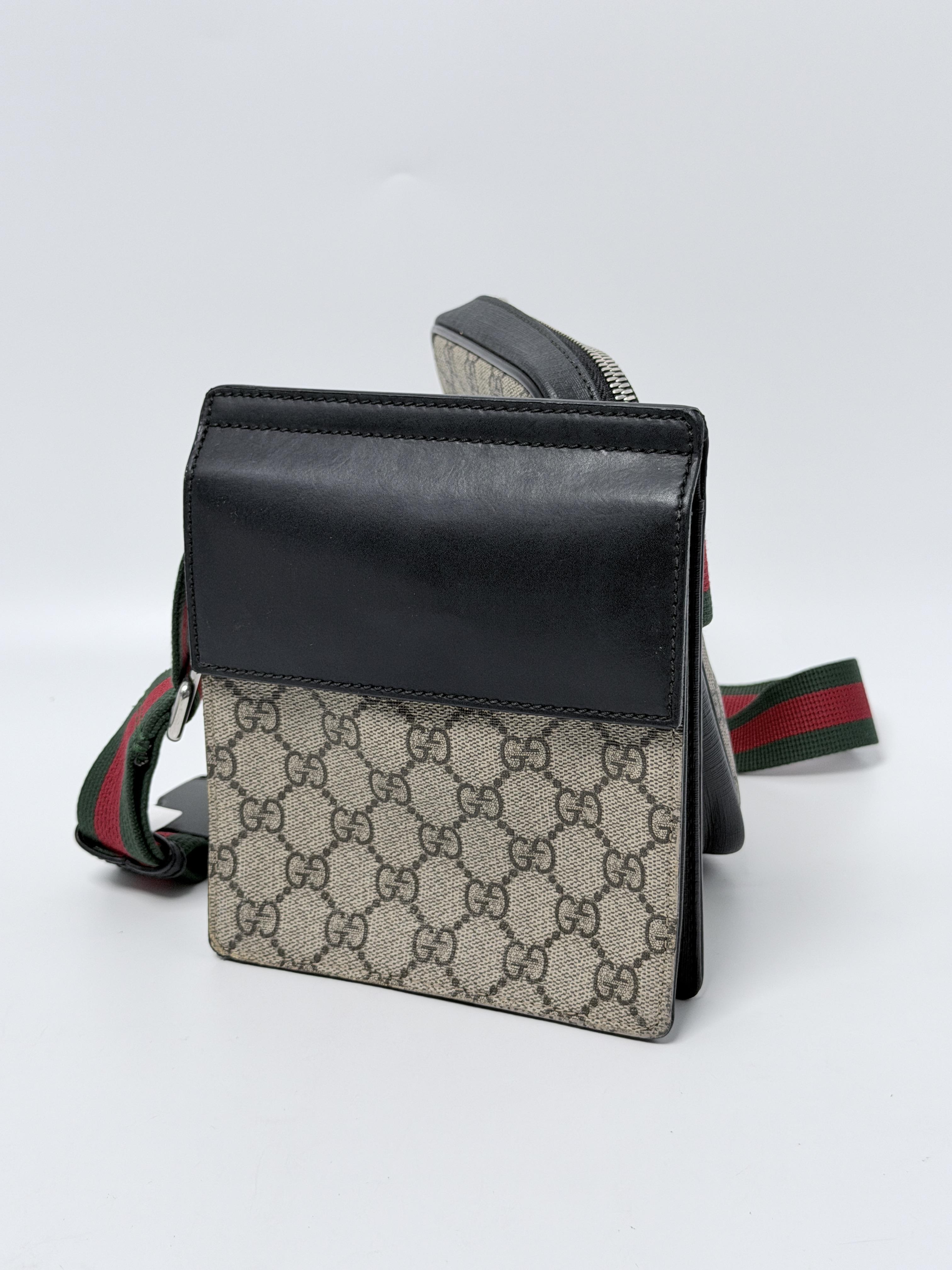 GG Supreme Monogram Two Pouch Web Belt Bag Fanny pack Crossbody JA1205GG