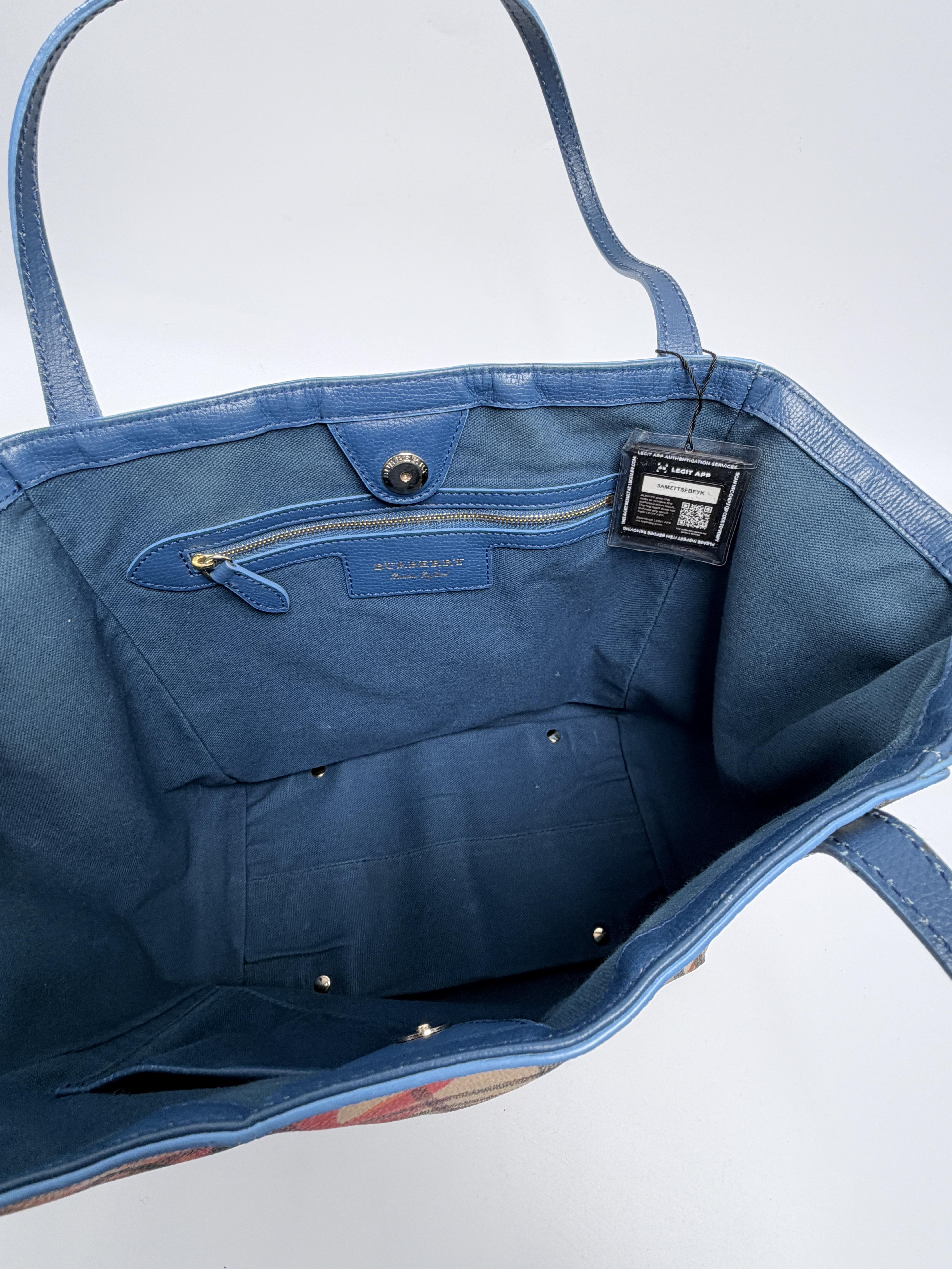 Haymarket Check Floral Print Canterbury Tote Bag Shoulder Handbag Blue SH407BR