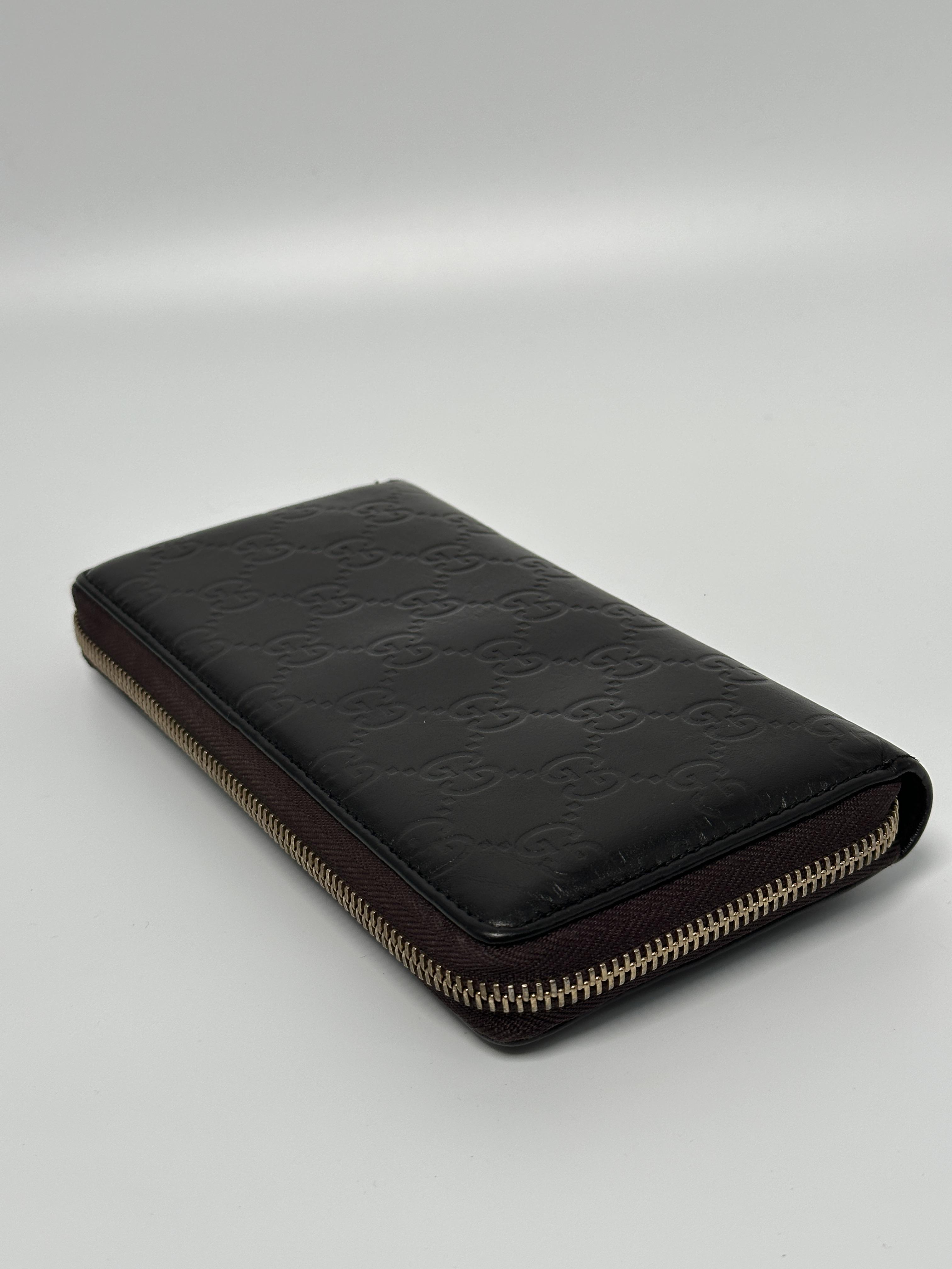 Pre-owned GUCCI GG leather long wallet Gucci Guccissima Zip Around Black JD245GG