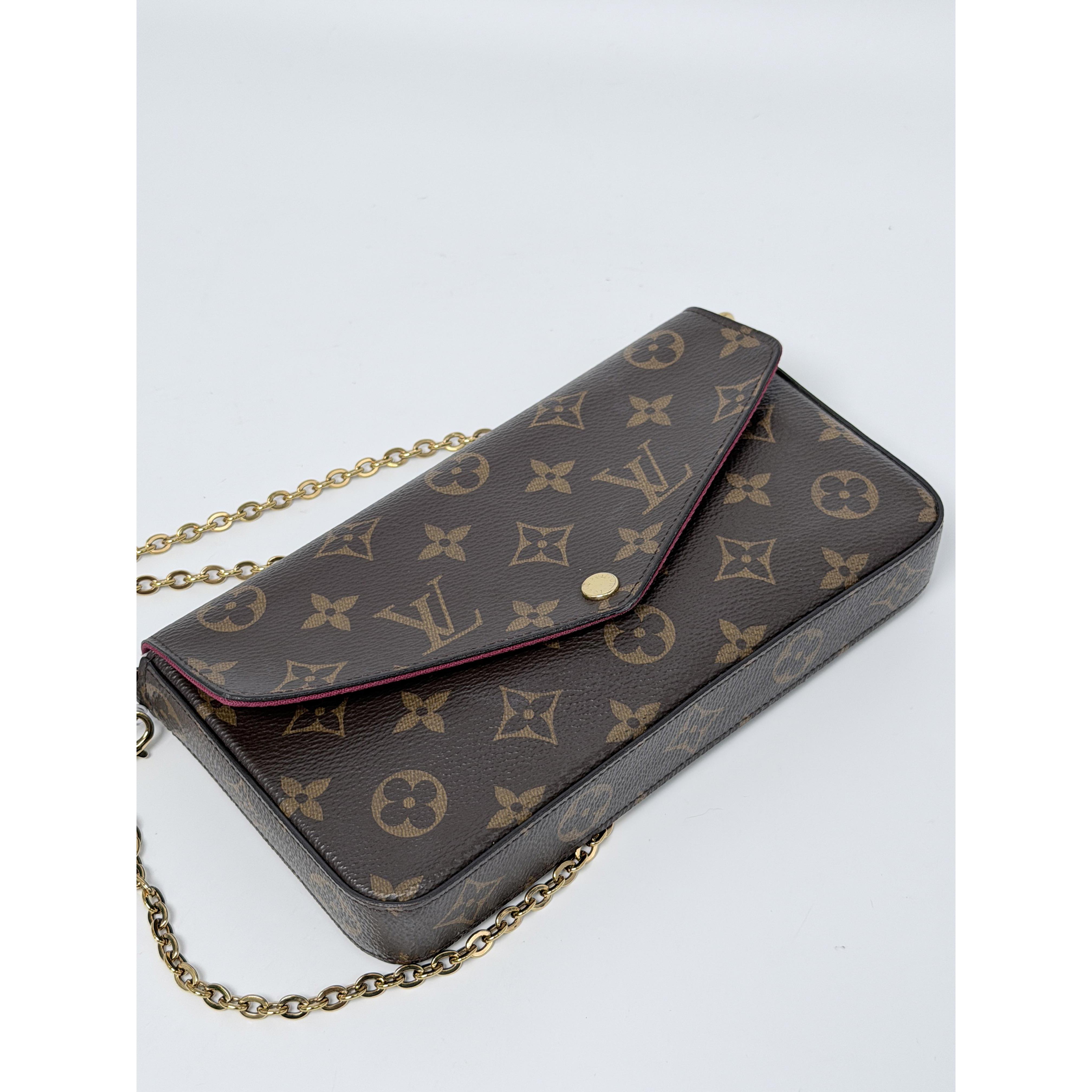 Pre-owned Louis Vuitton Canvas Crossbody Bags Monogram Félicie Pochette Fuchsia Crossbody Bag Shoulder Handbag JC133LV