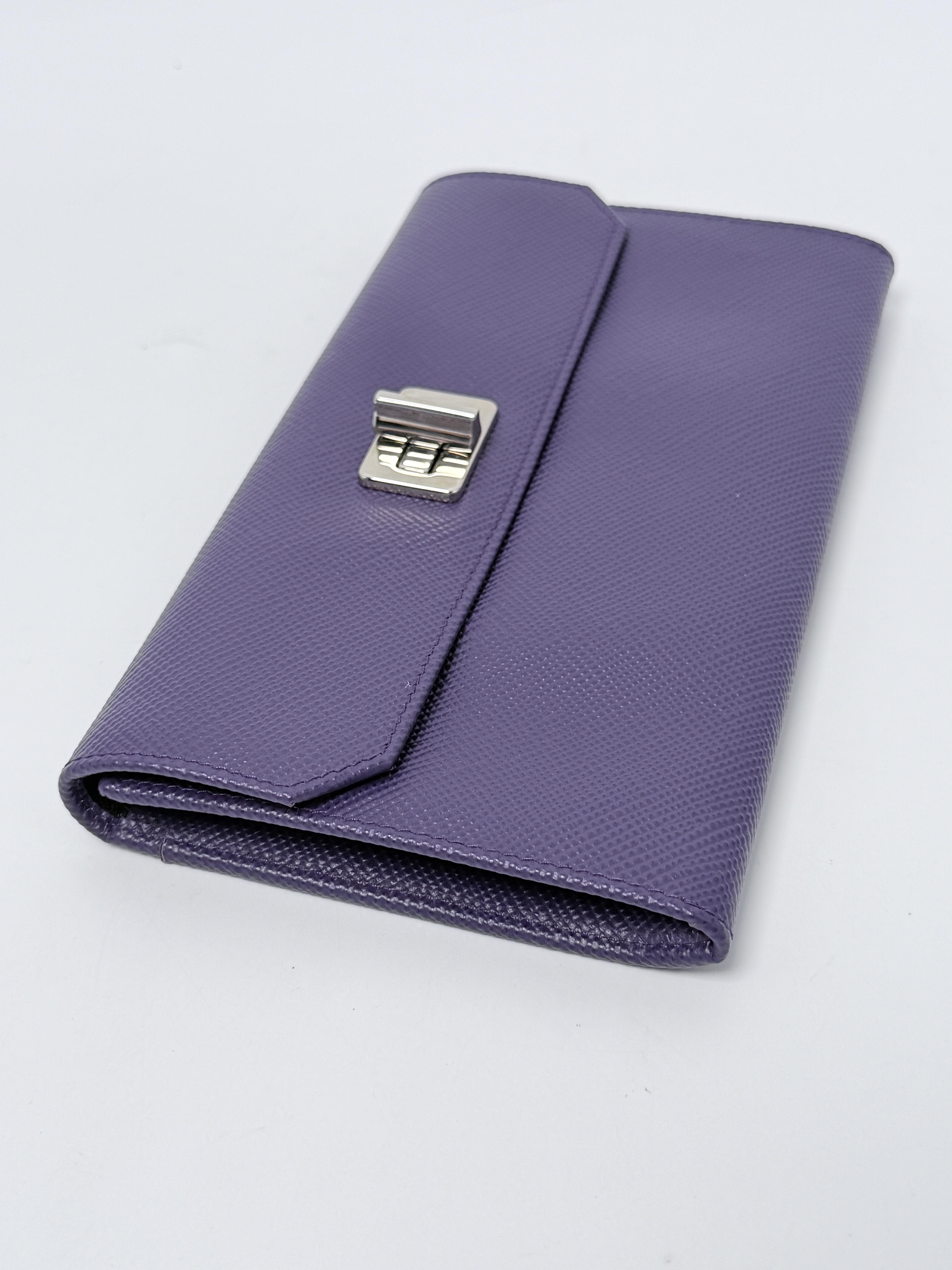 Saffiano Continental Turn Lock Flap Wallet JD1357PR