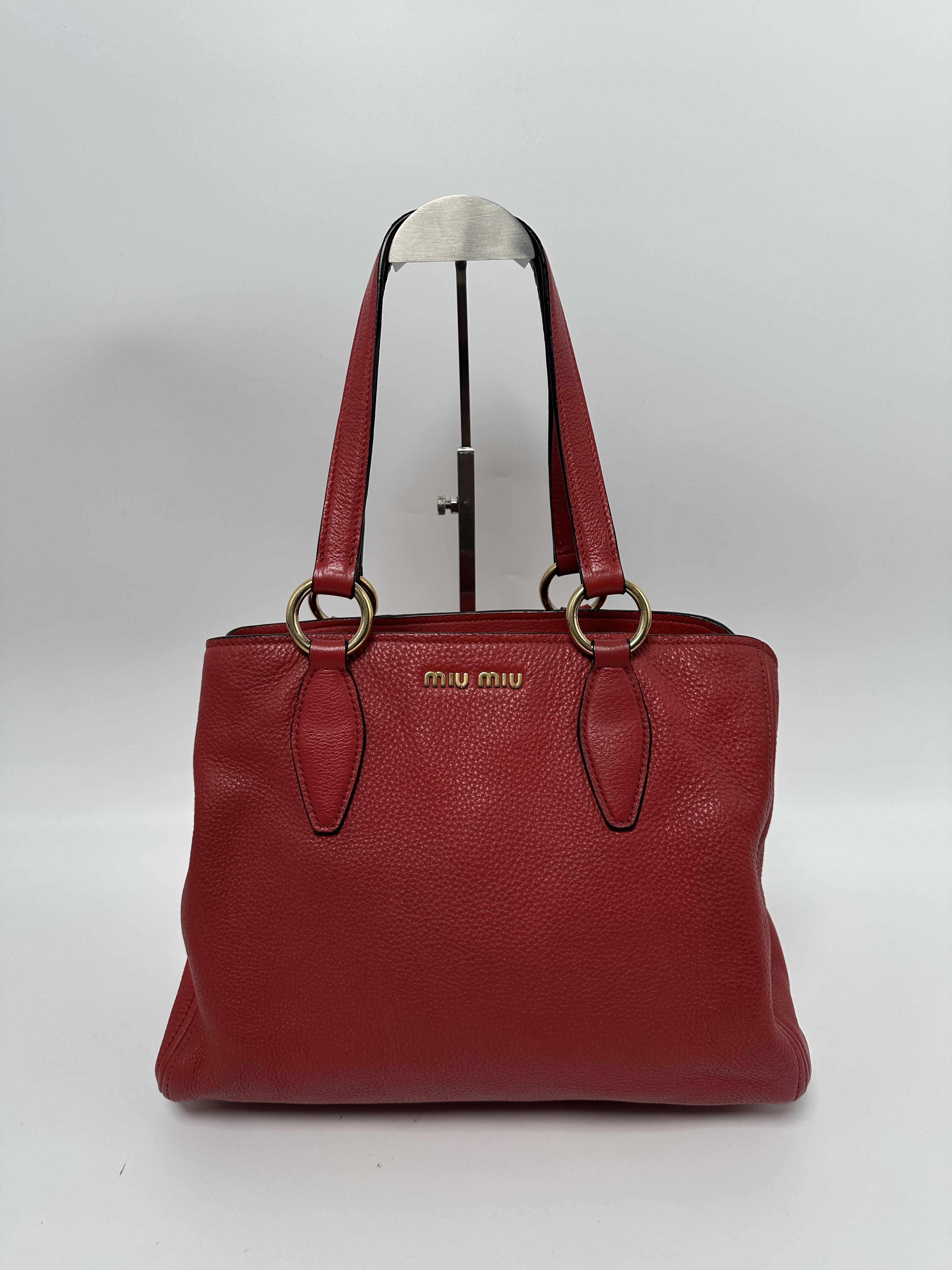 Pre-owned miu miu leather Tote Bags Vitello Phenix Convertible Tote Bag JD318MM