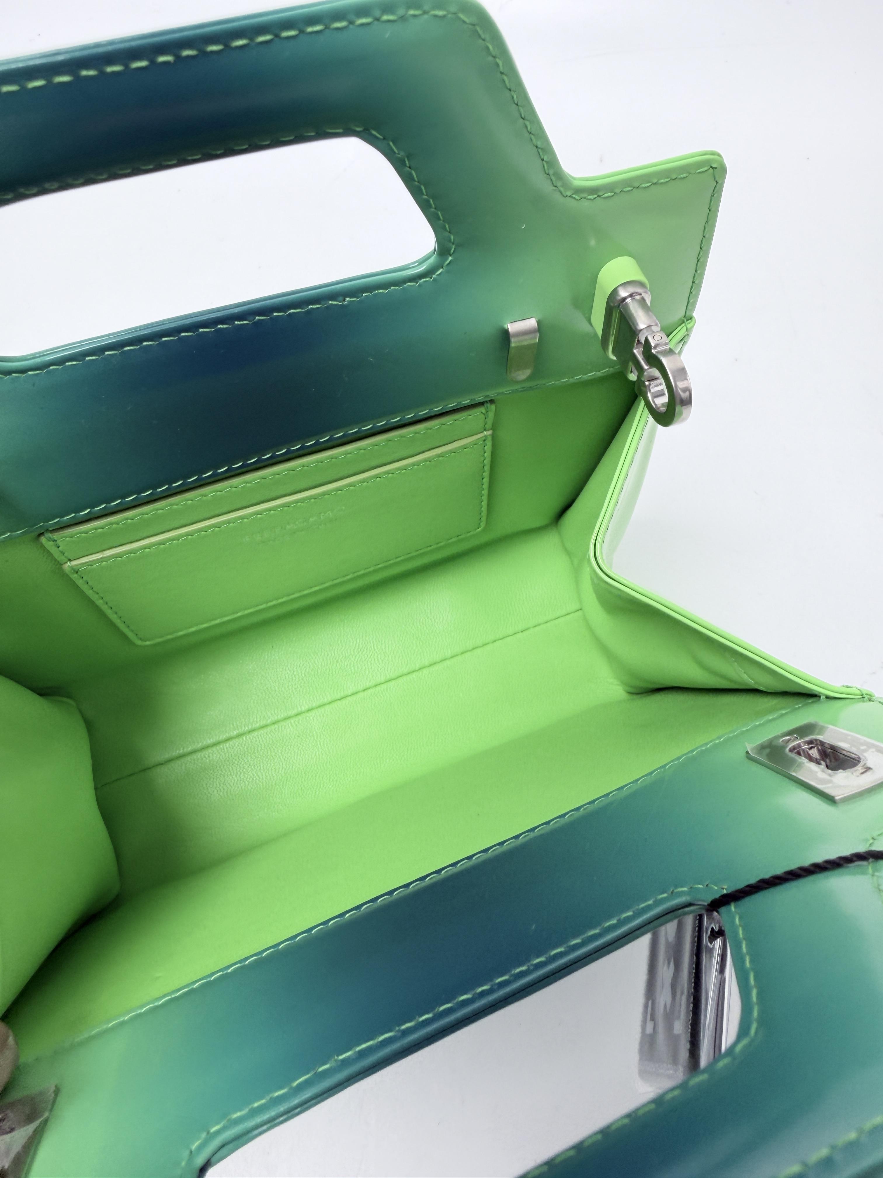 Ferragamo Wanda Micro Ombre Airbrushed Calfskin Shoulder Bag Green Blue JD1511FG