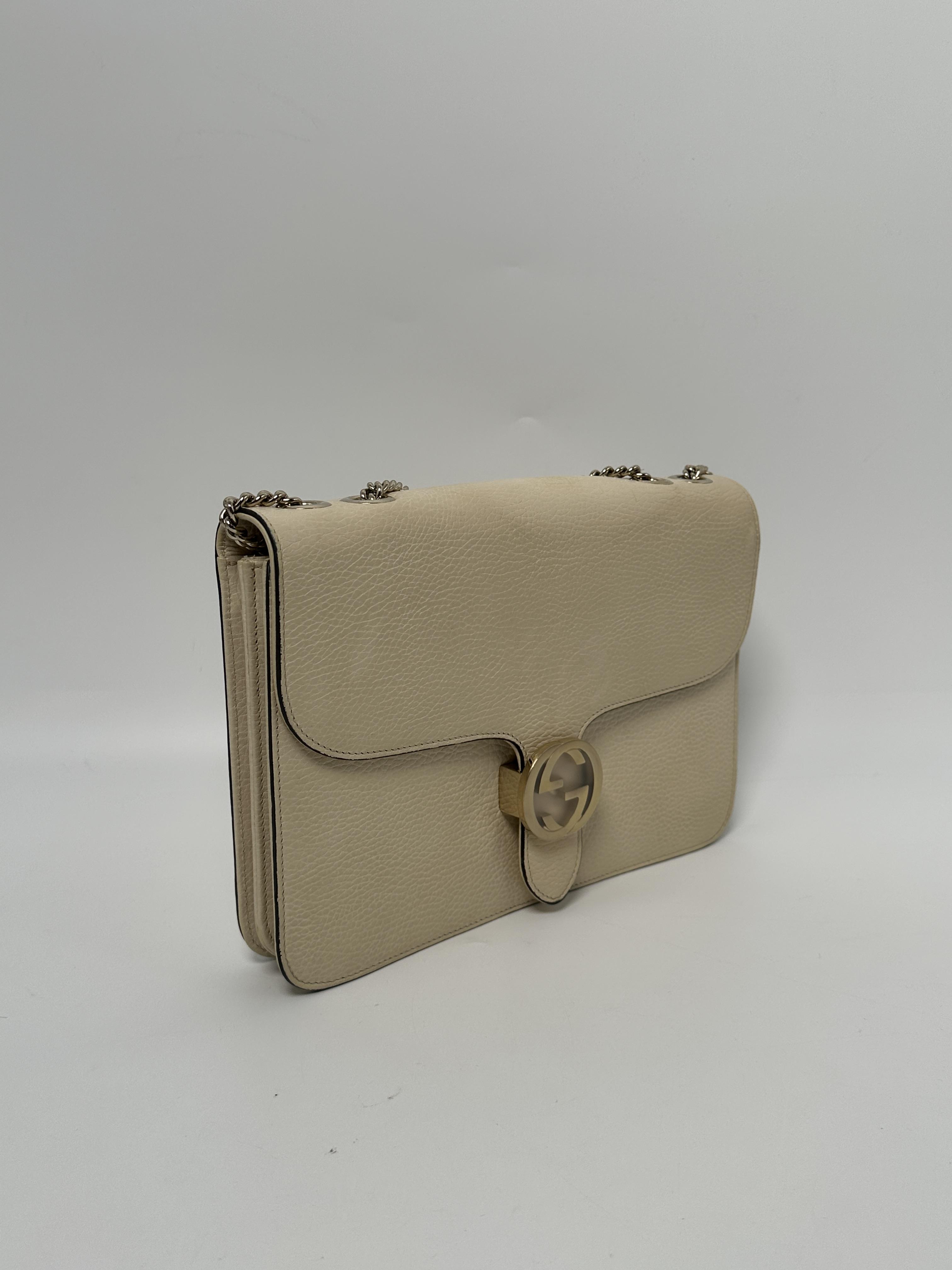Pre-owned GUCCI leather Shoulder Bags Interlocking G Dollar Calf Shoulder Bag ZS056GG