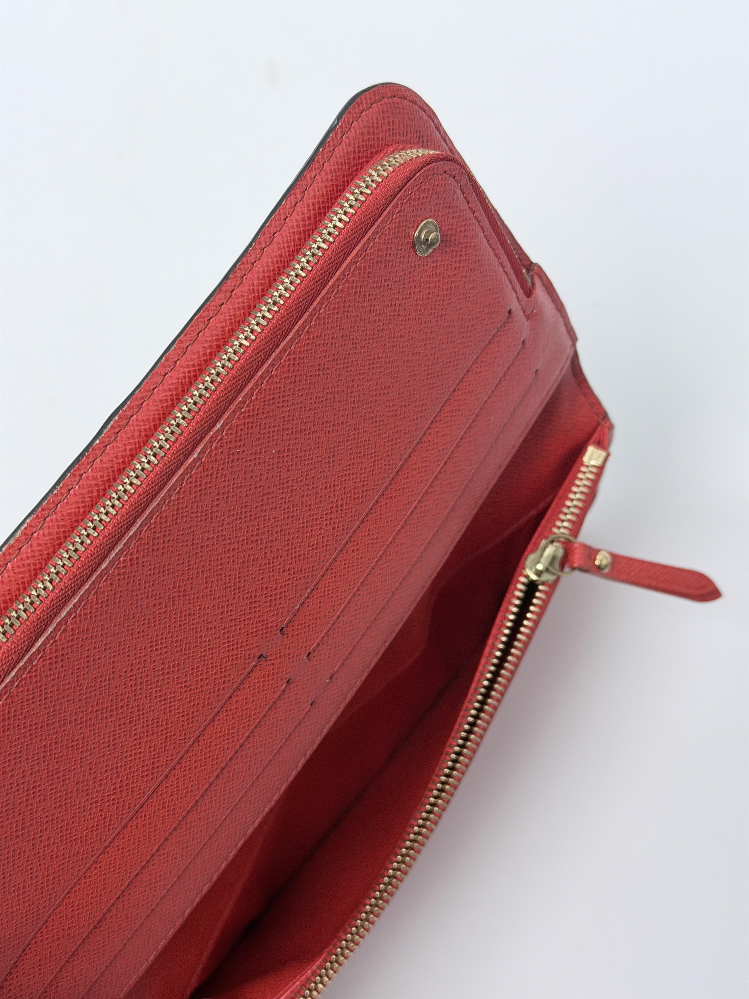 Adele Wallet Monogram Coquelicot Red Double Zip Clutch JD1676LV