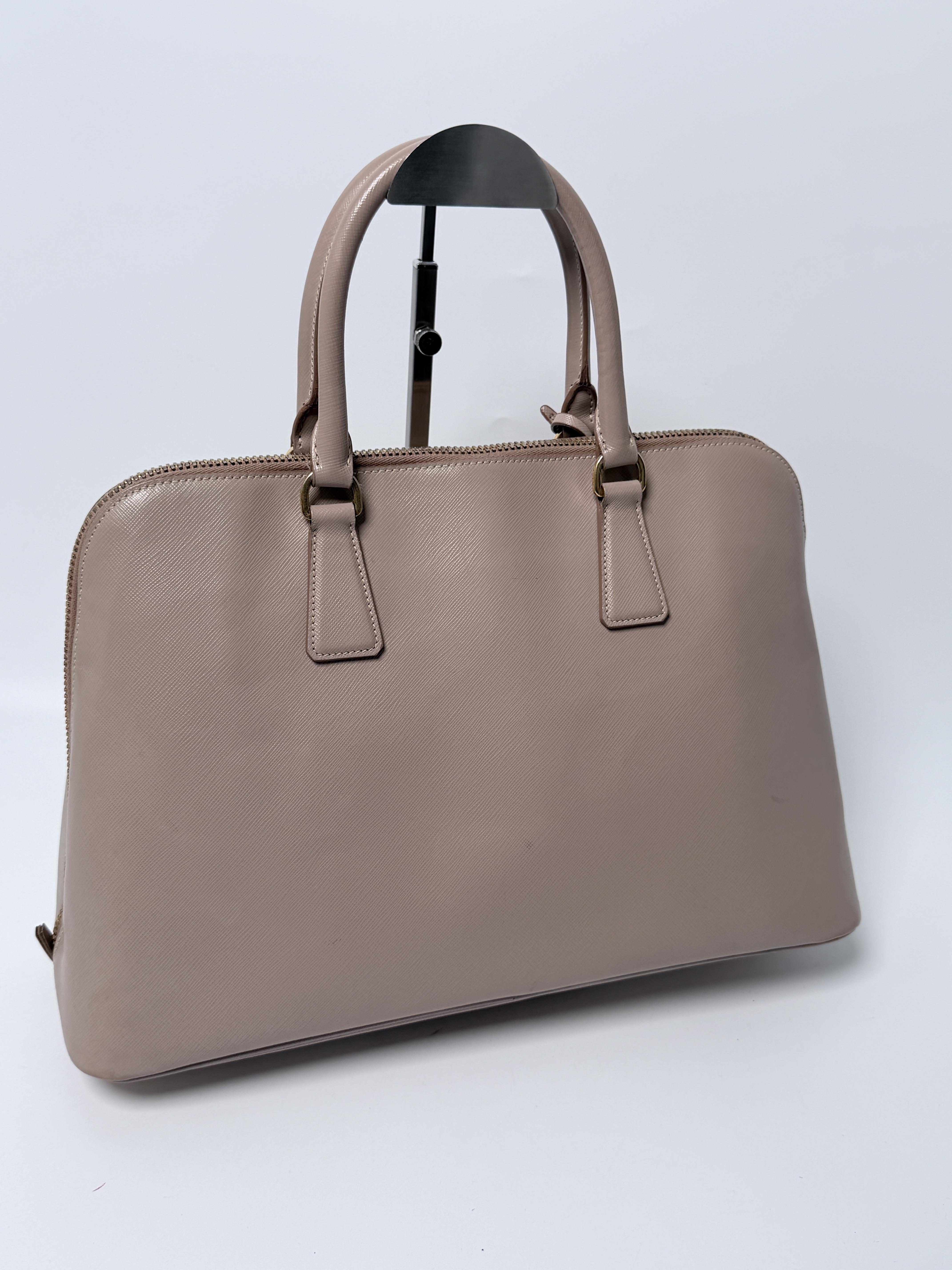 Pink Saffiano Lux Medium Galleria Double Zip Tote Bag Handle Handbag JA514PR