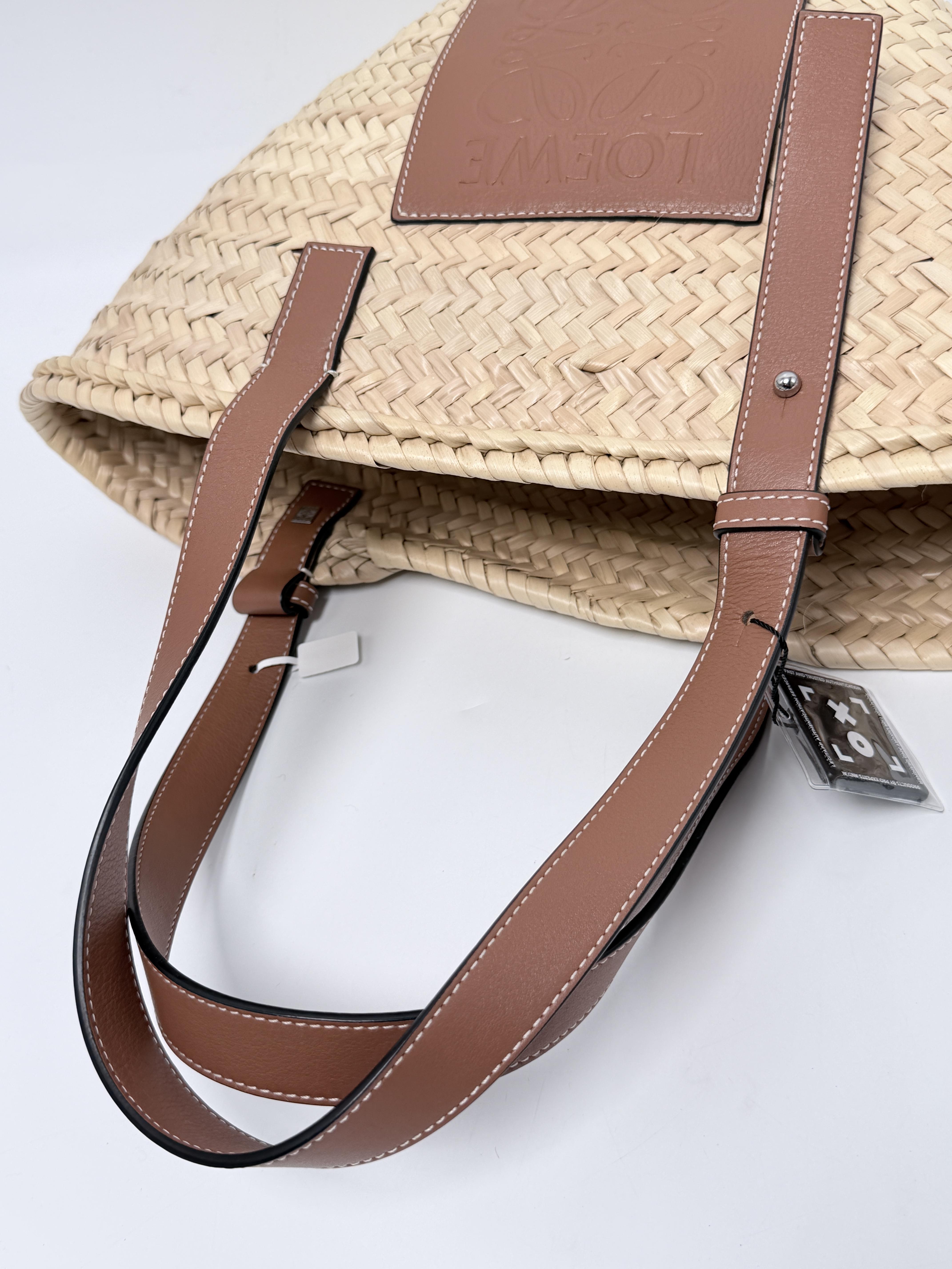 Basket Bag Small Natural Tan Leather Tote Handbag JA1365LWE