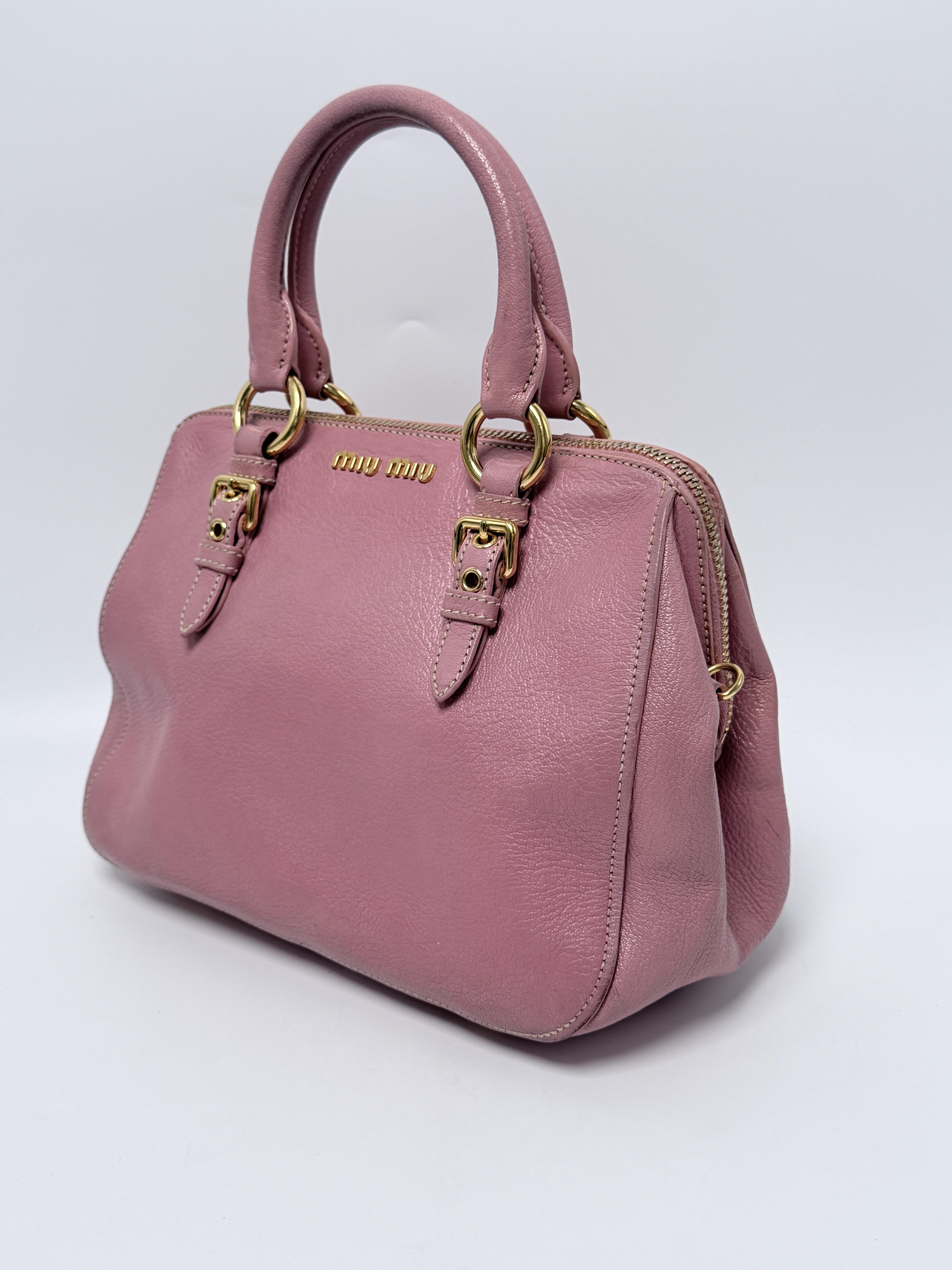Peonia Pink Madras Goatskin Bauletto Top Handle Bag XU008MM
