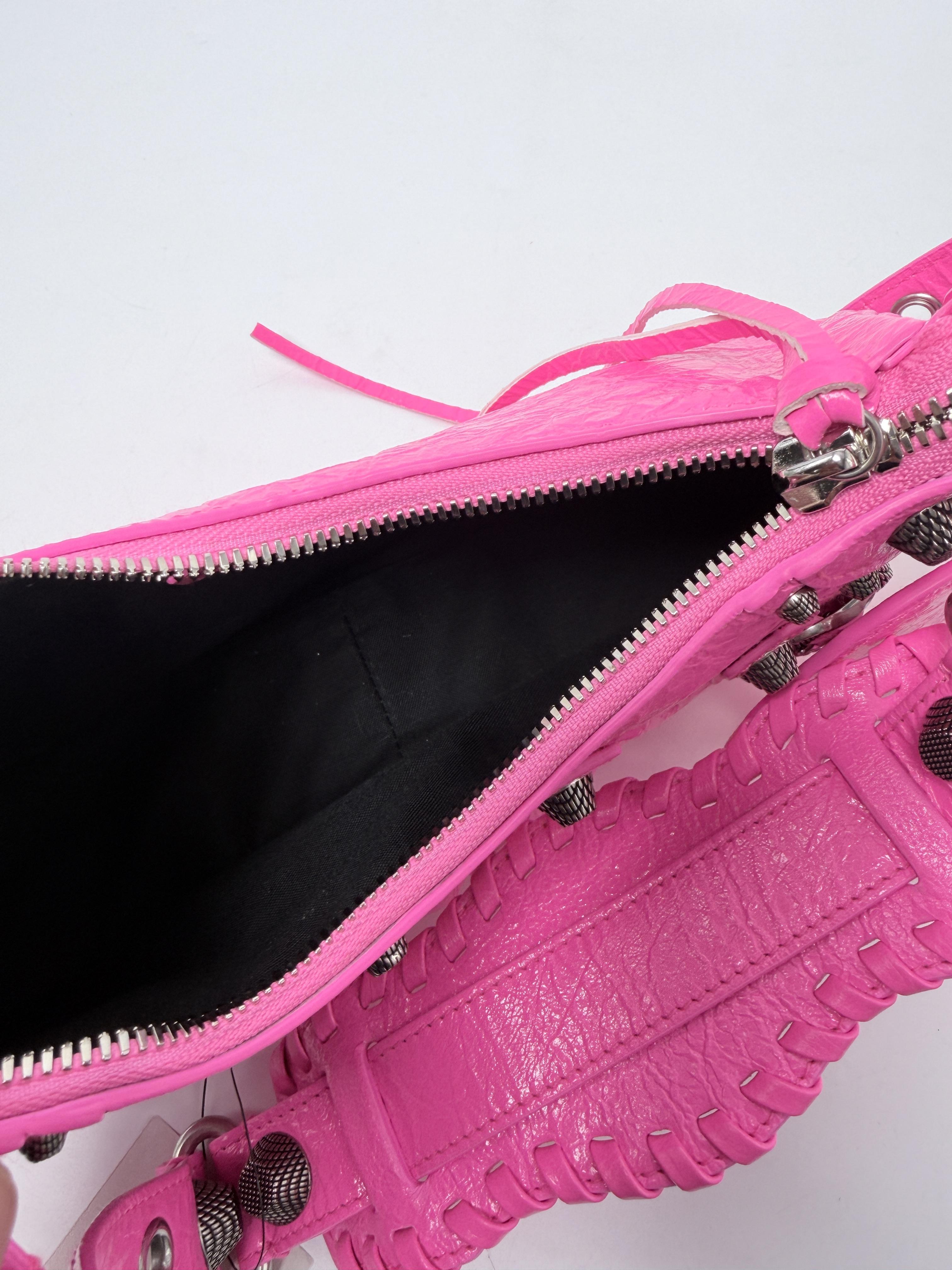 Le Cagole XS Arena Shoulder Bag Bright Pink Silver Hardware FJ004BB