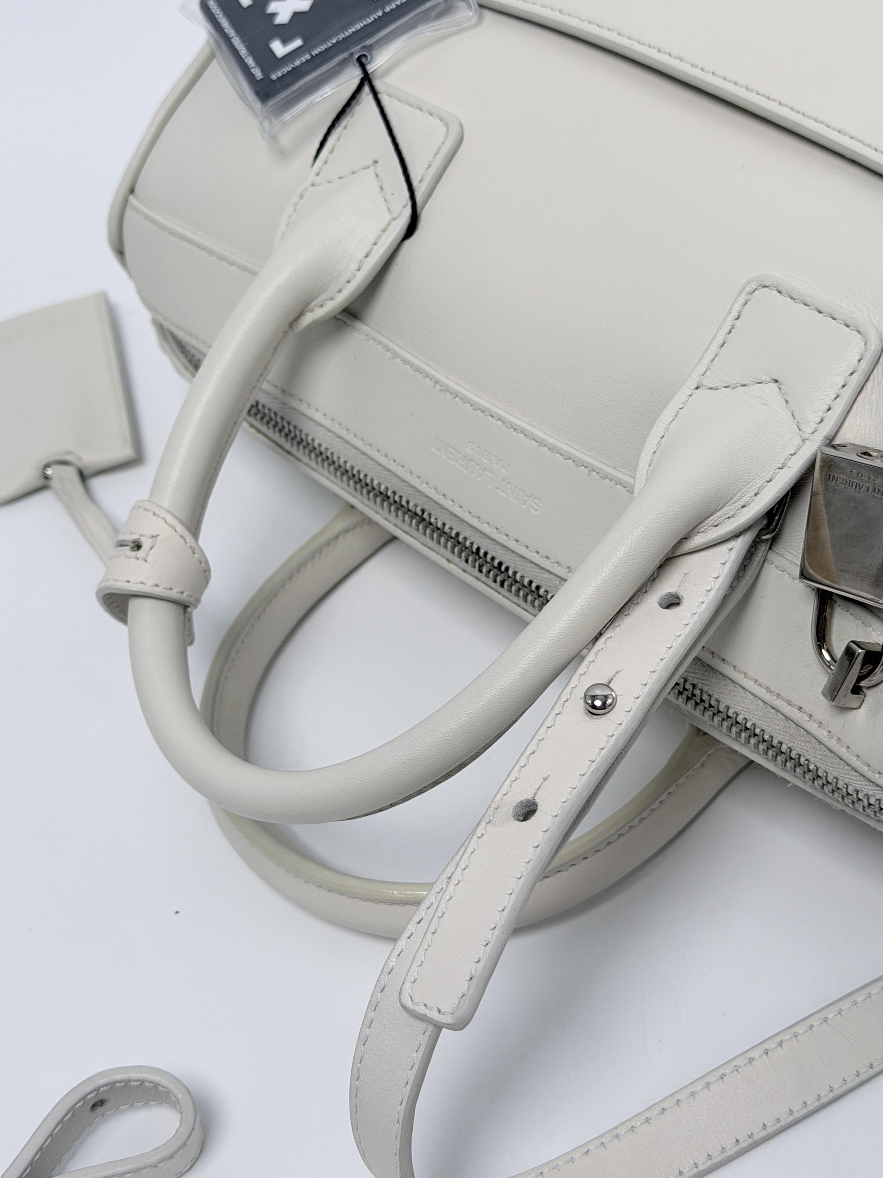 Saint Laurent Lock Baby Duffle Bag White Smooth Crossbody Satchel JD1218Y