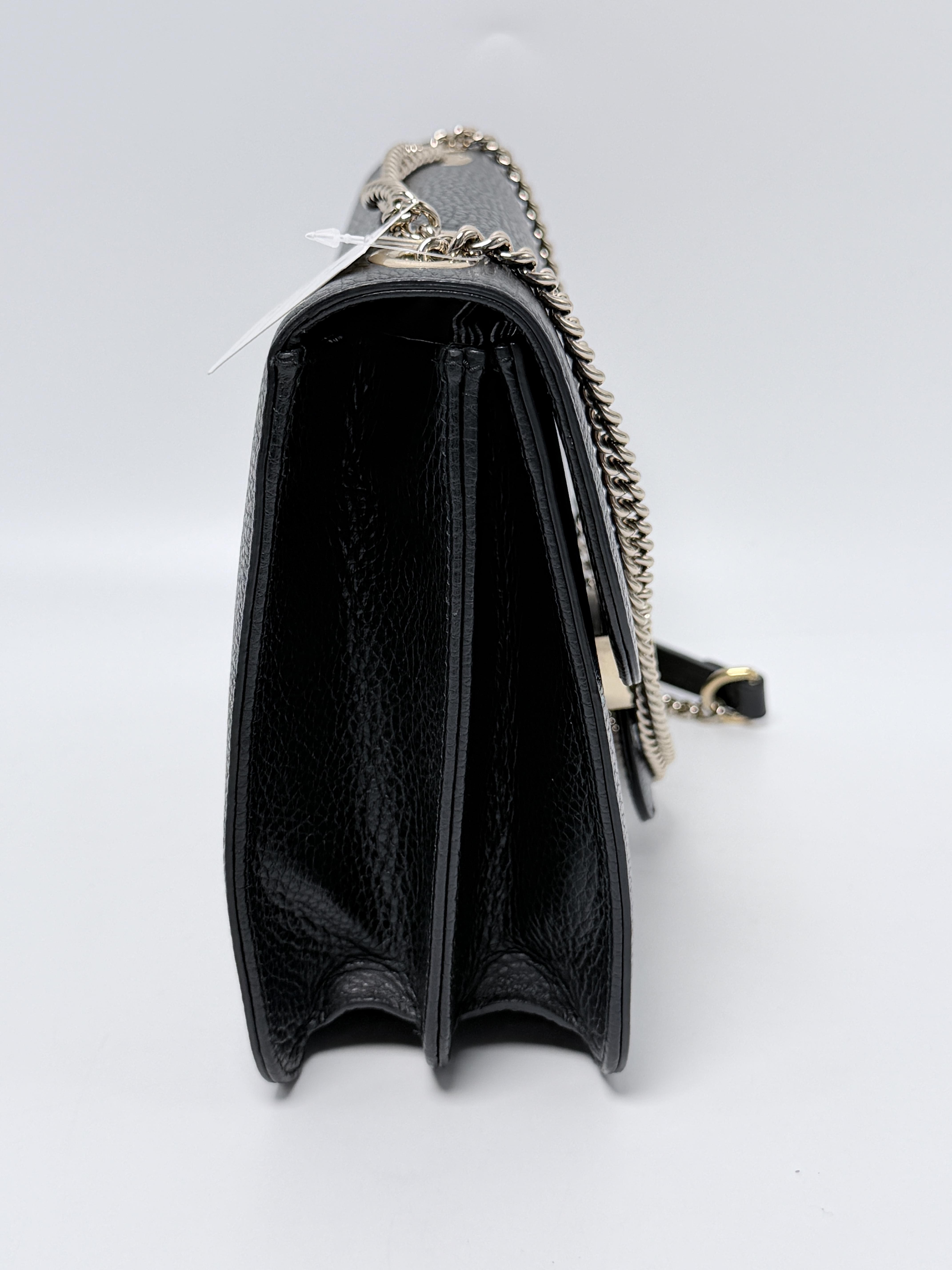Black Dollar Calfskin Interlocking G Medium Chain Shoulder Bag ZS093GG