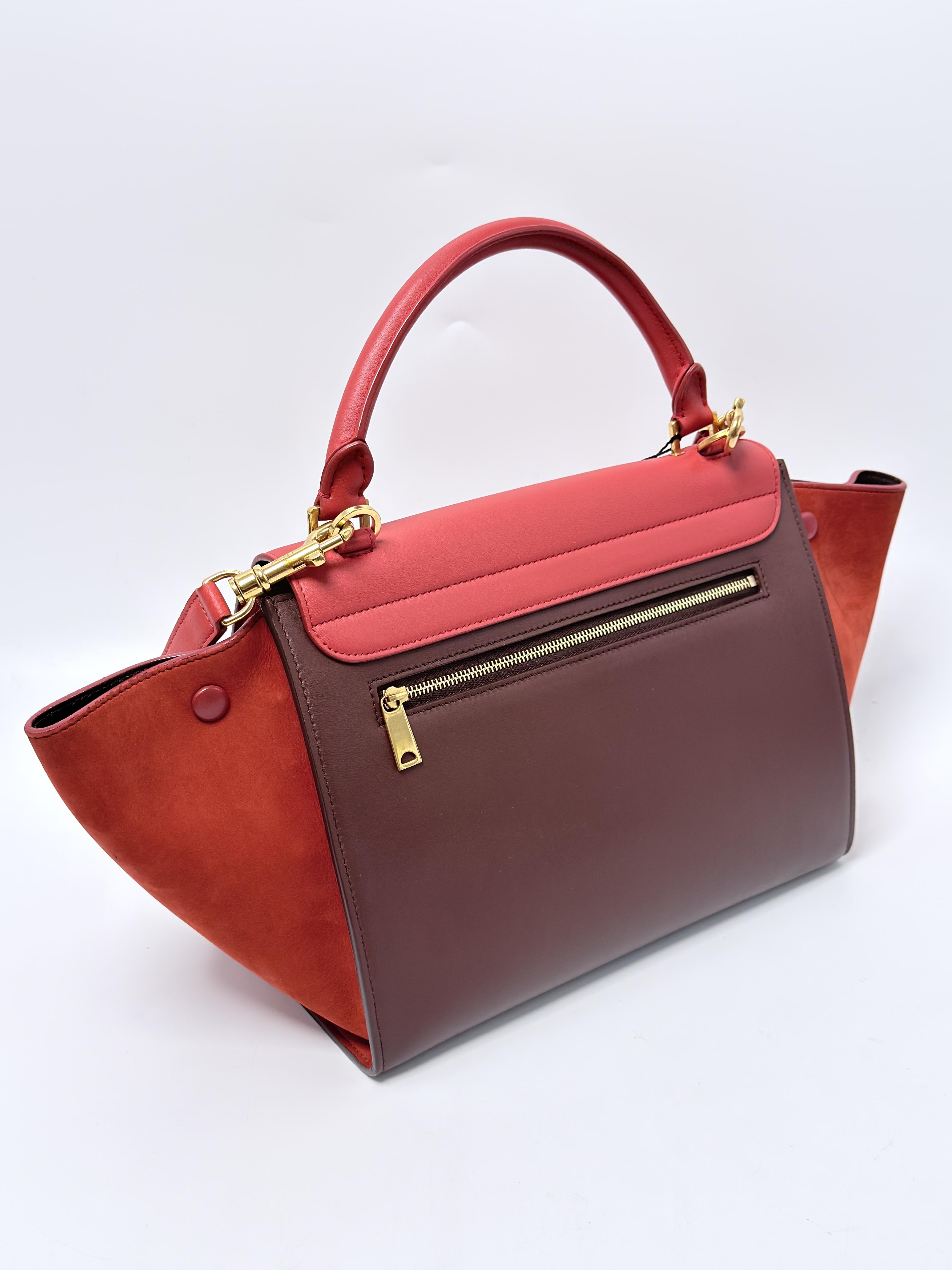 Tri Color Small Trapeze Suede Satchel Handle Handbag JD1576CE