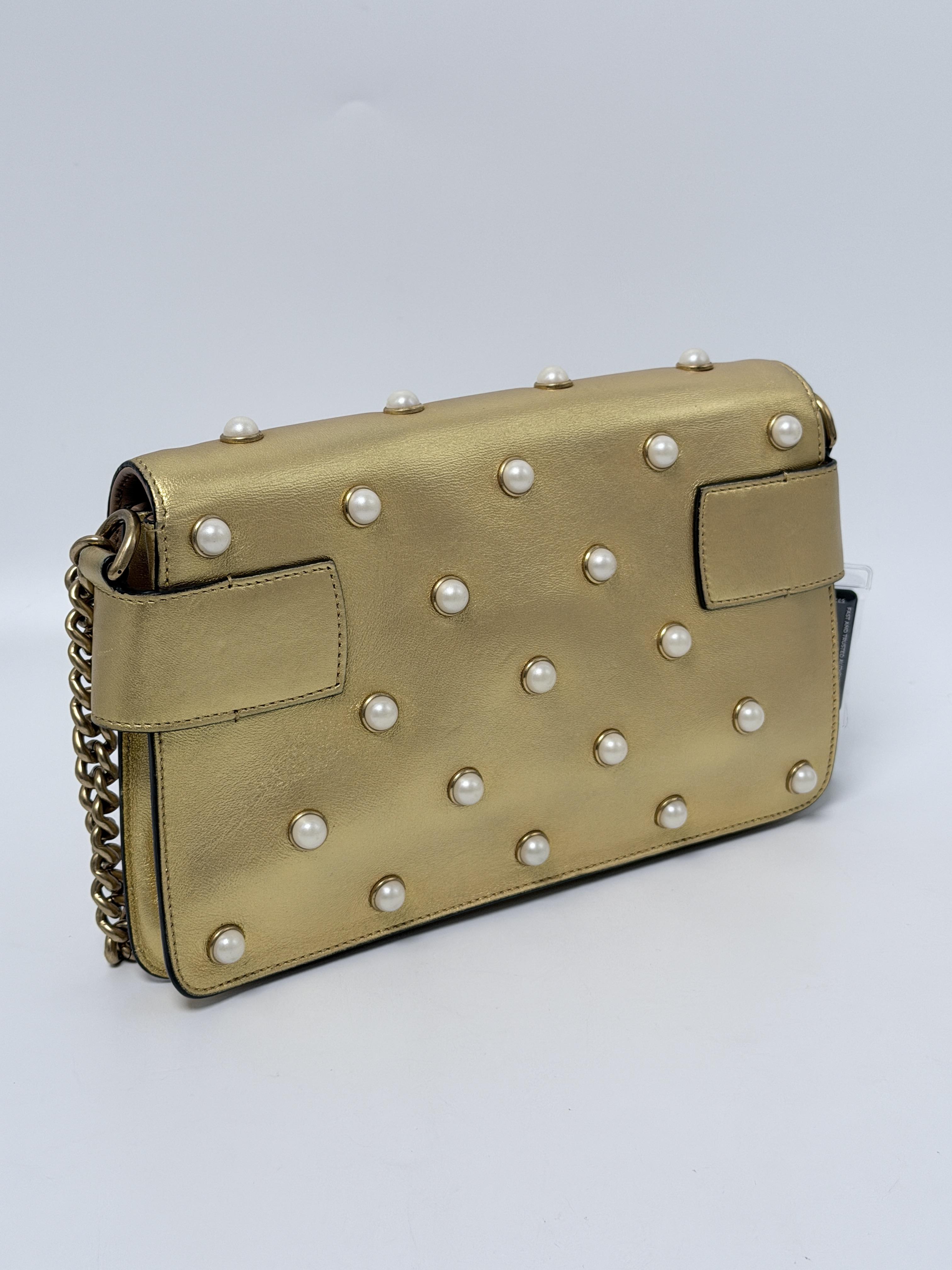 Broadway Metallic Pearl Bee Flap Shoulder Bag Crossbody Handbag JD1160GG
