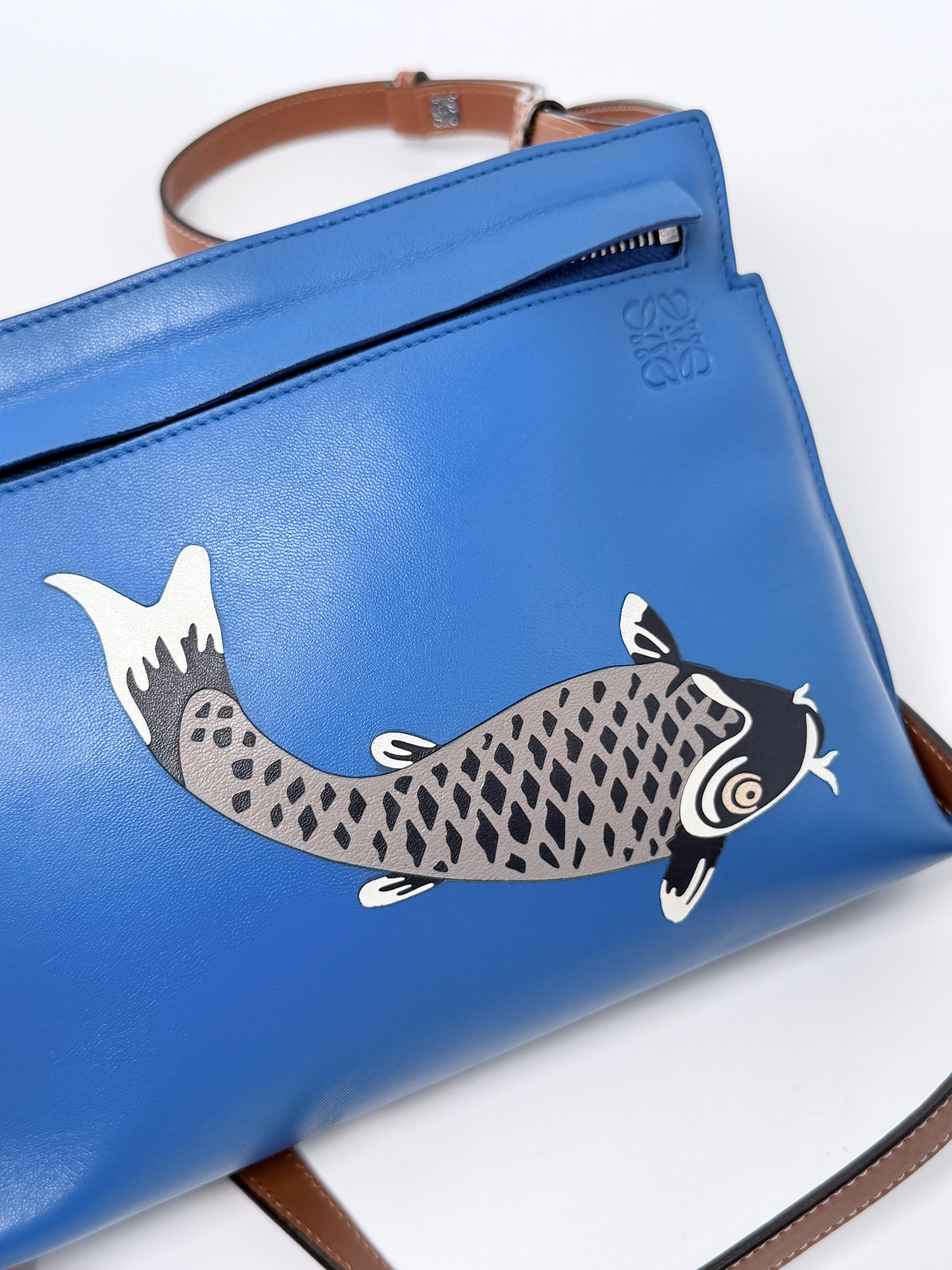 T Pouch Messenger Bag Electric Blue Carp Koi Fish Crossobody JD1464LE