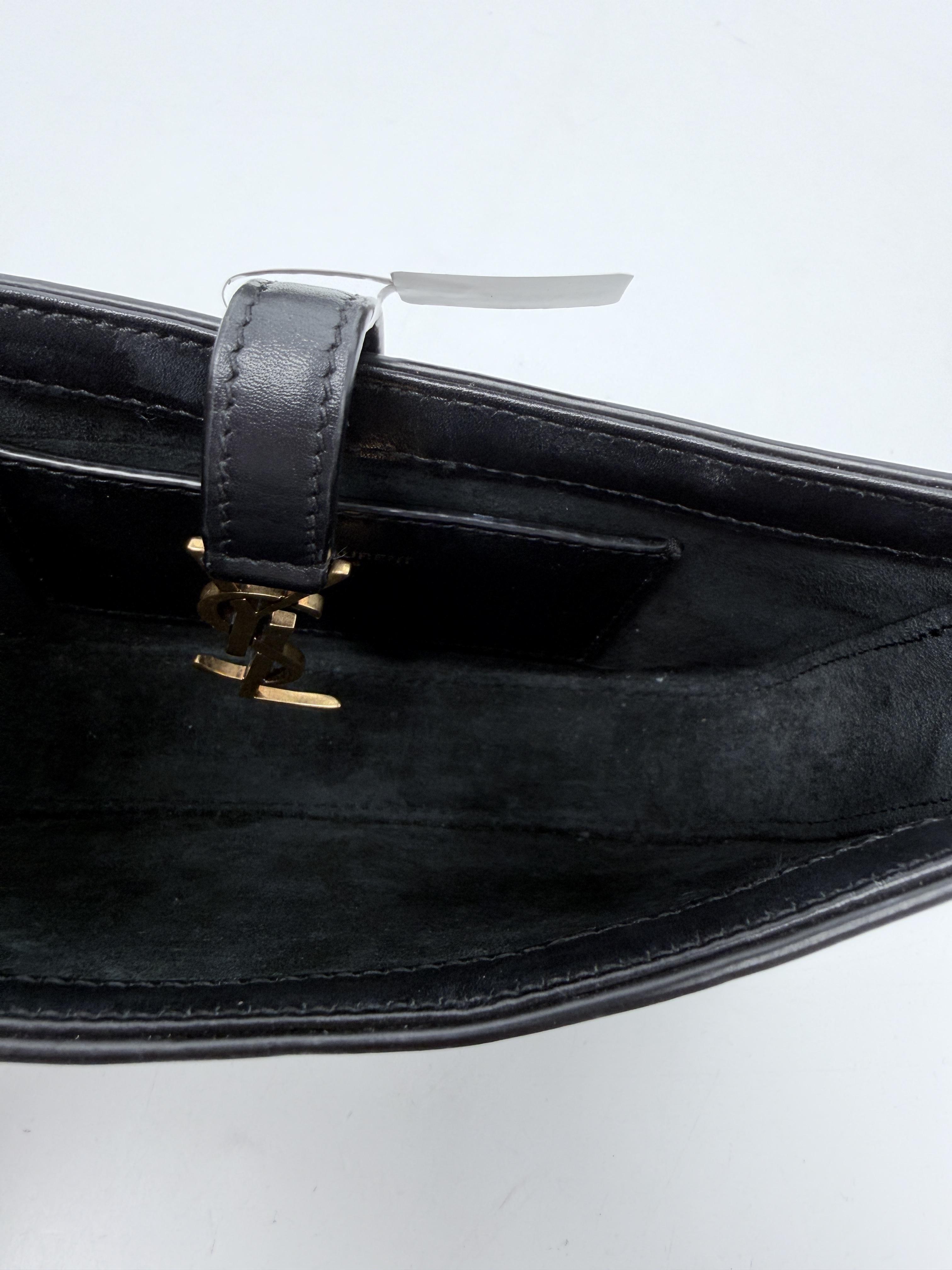 Saint Laurent Le 5 a 7 Mini Hobo Bag Black Smooth Gold YSL Shoulder Handbag JA1239YSL