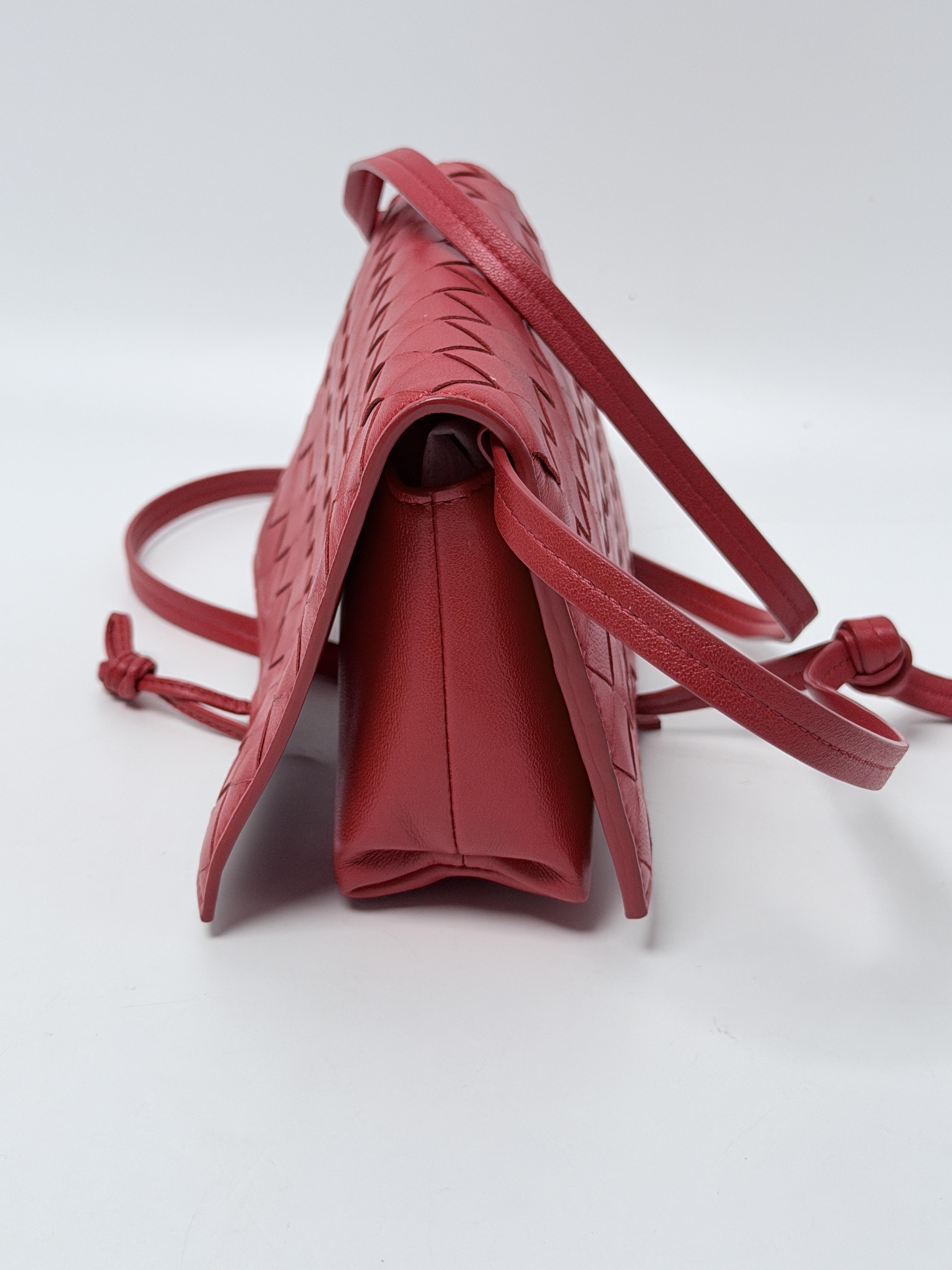 Red Intrecciato Nappa Wallet on Strap Crossbody Bag JP001BV