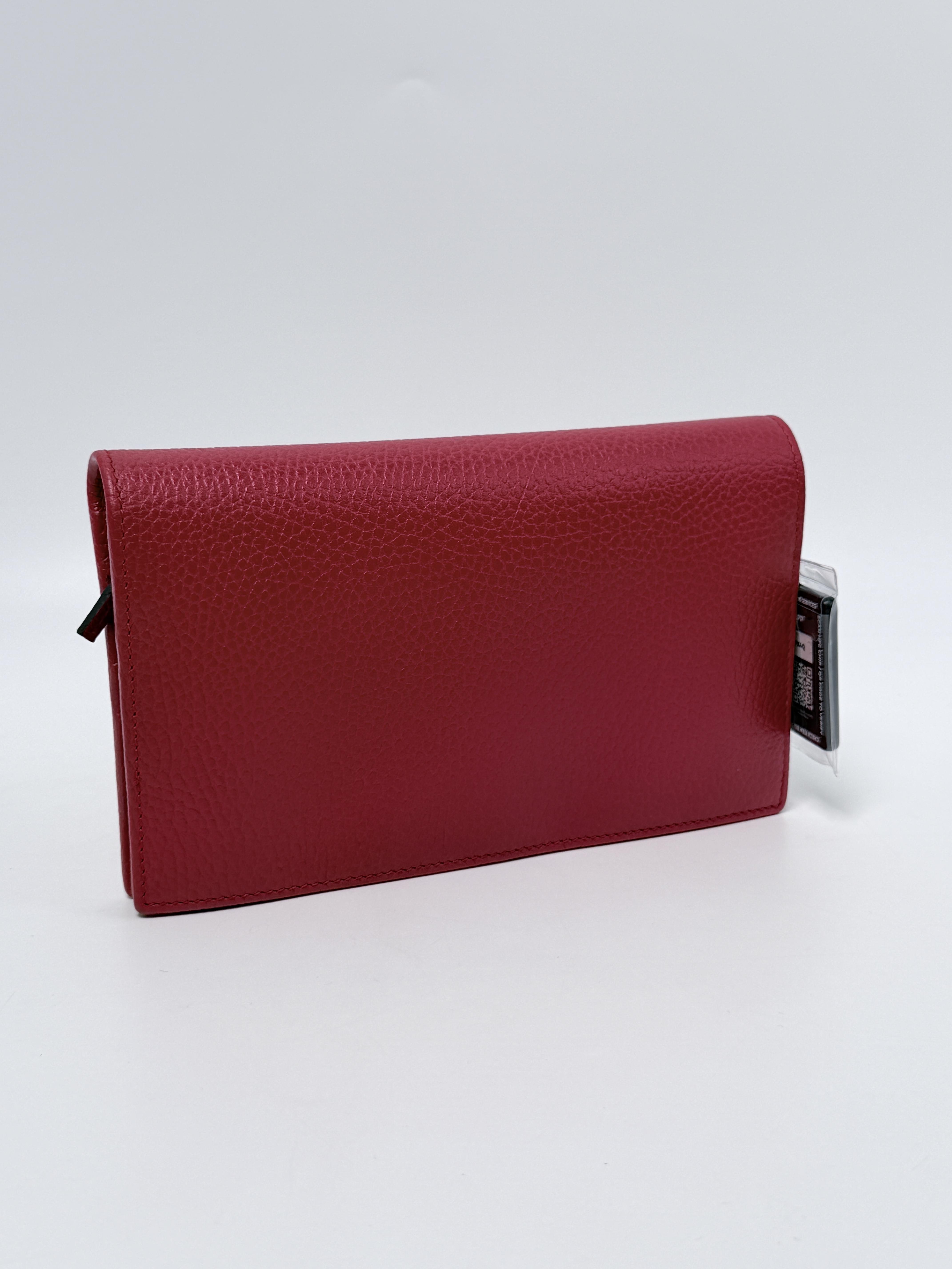 Dollar Calfskin Swing Strap Wallet Red Crossbody Bag Fanny Pack JD1338GG