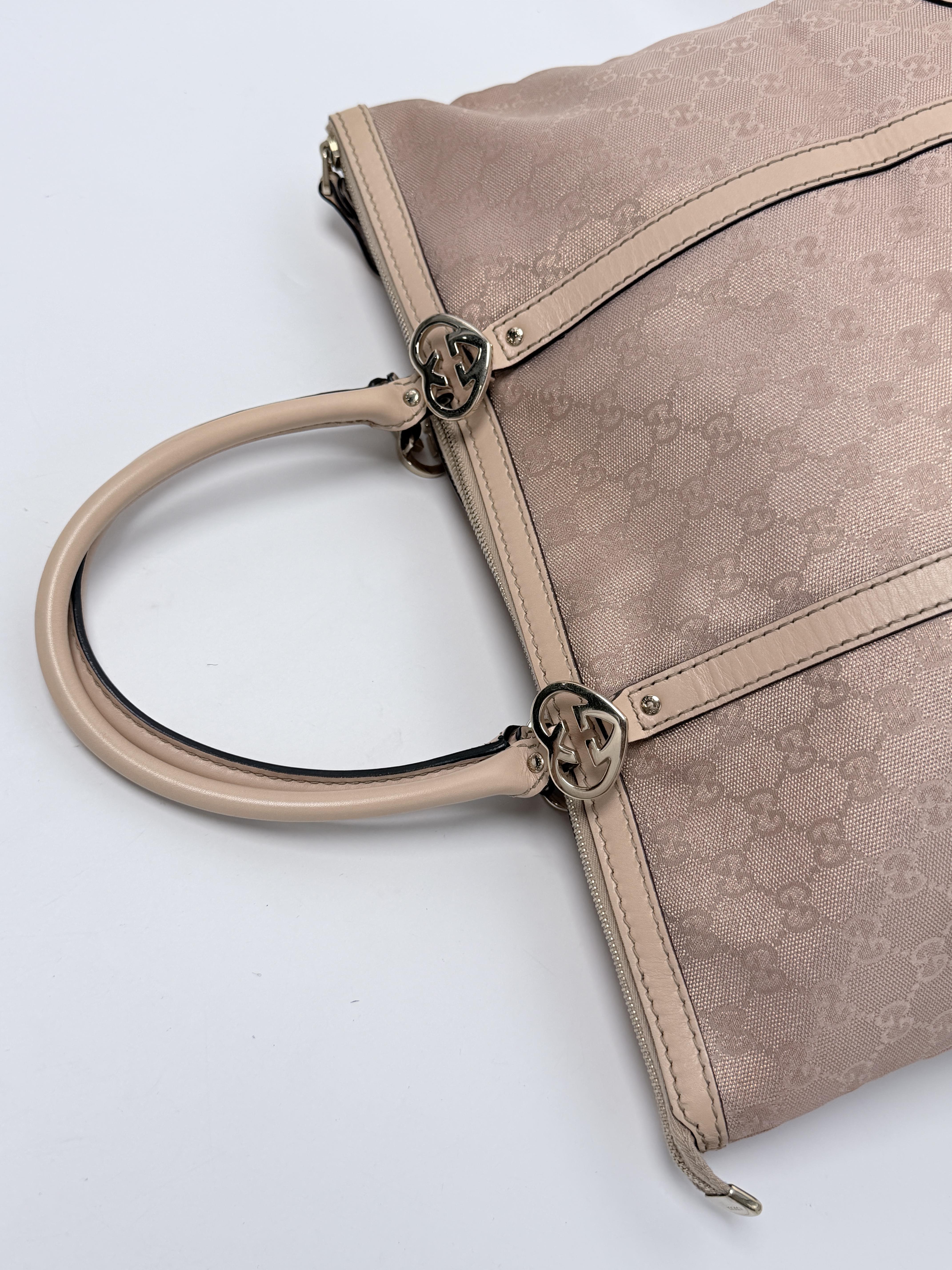 Lovely Heart GG Metallic Tote Bag Pink Gold JD1560GG
