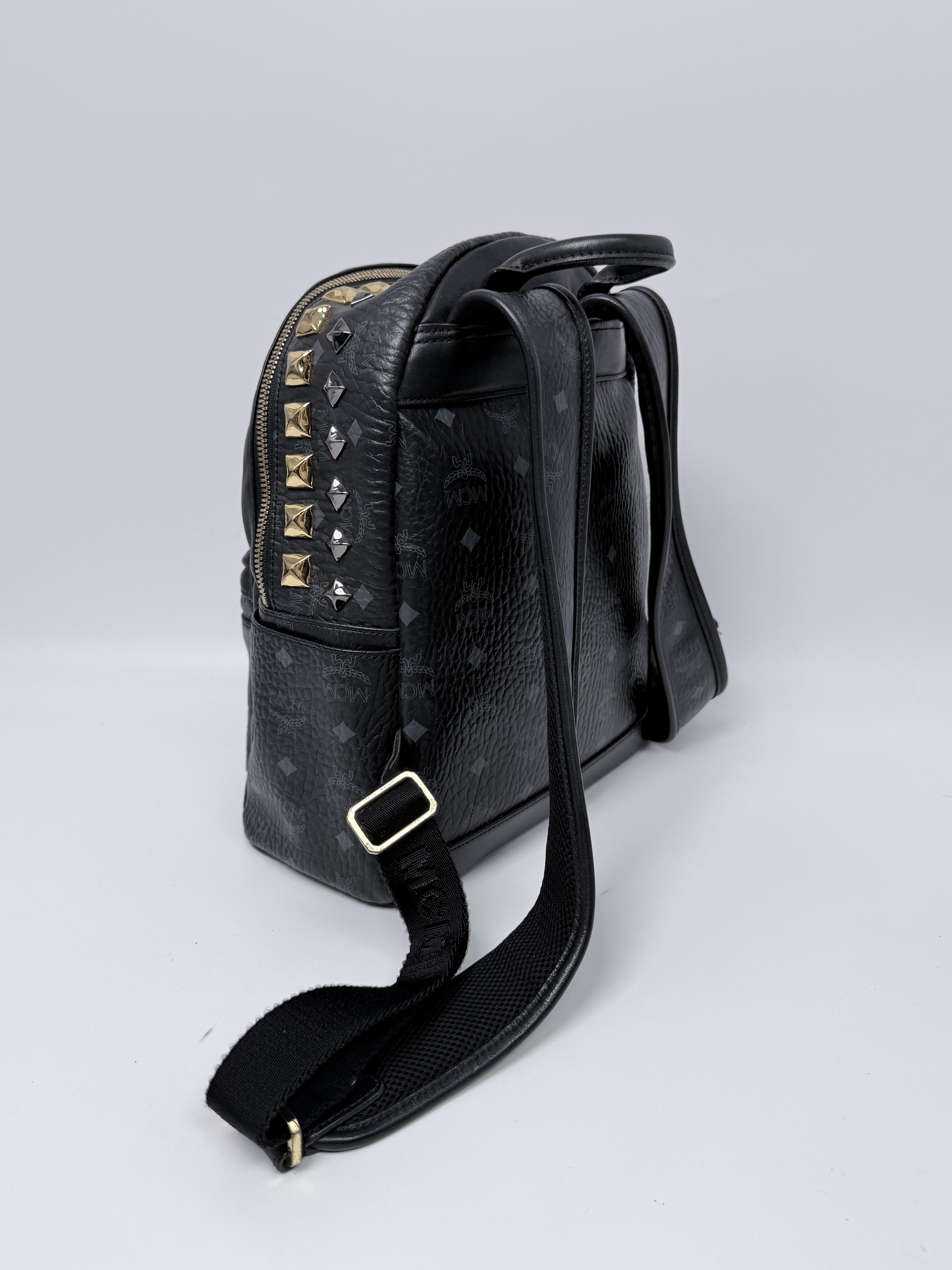 Black Visetos Studded Stark Brock Backpack JC148MCM